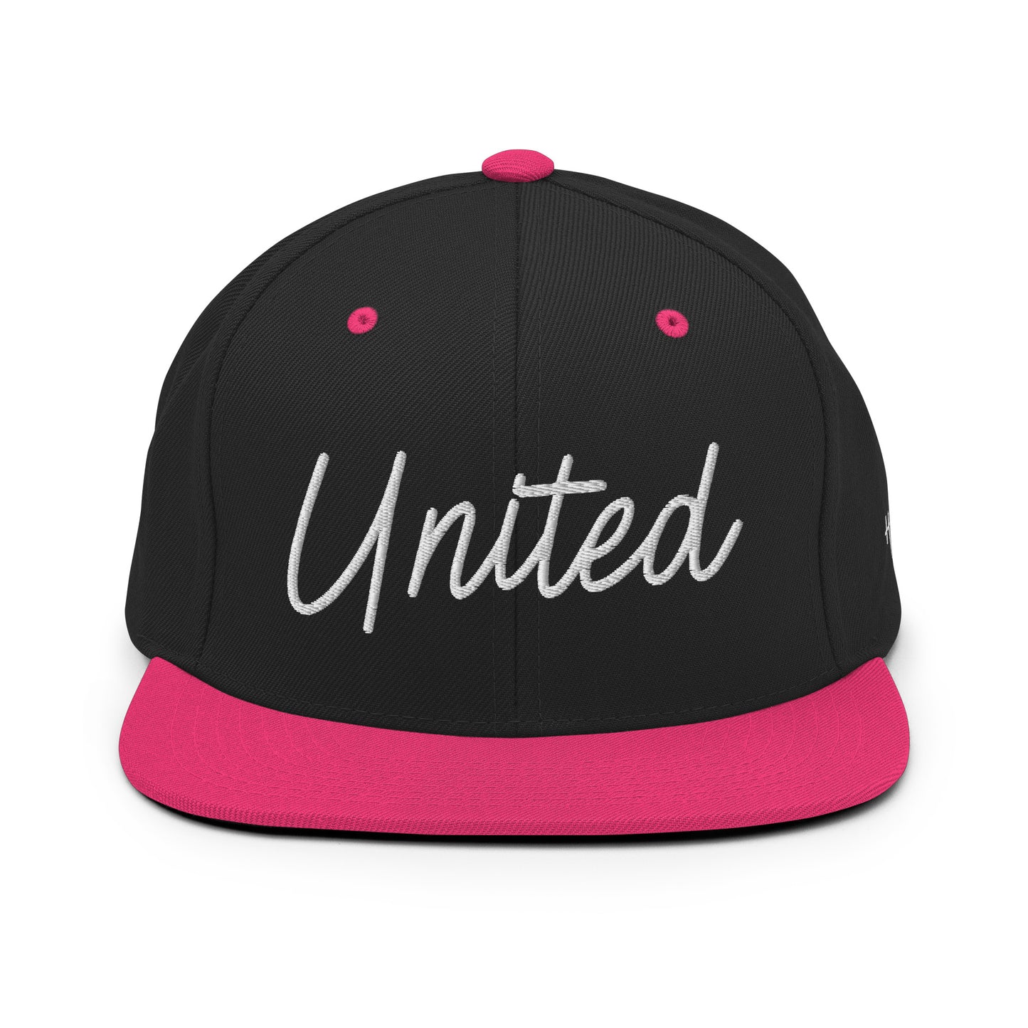 United States USA "United" Retro Script 6 Panel Snapback Hat