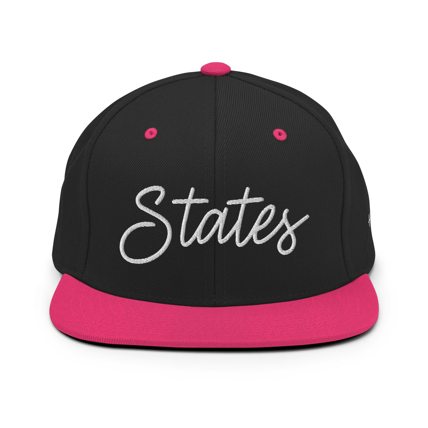 United States USA "States" Retro Script 6 Panel Snapback Hat