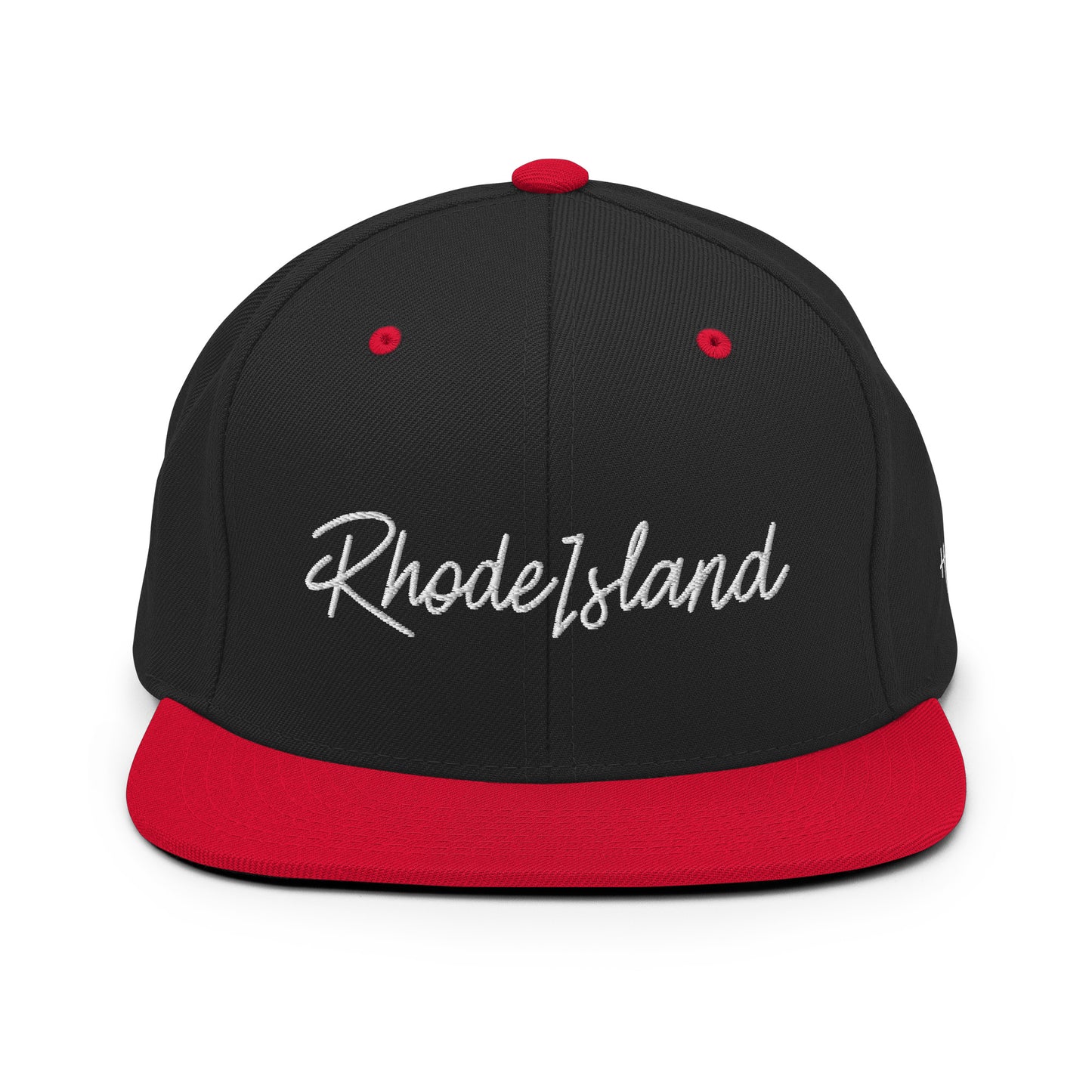 Rhode Island Retro Script 6 Panel Snapback Hat