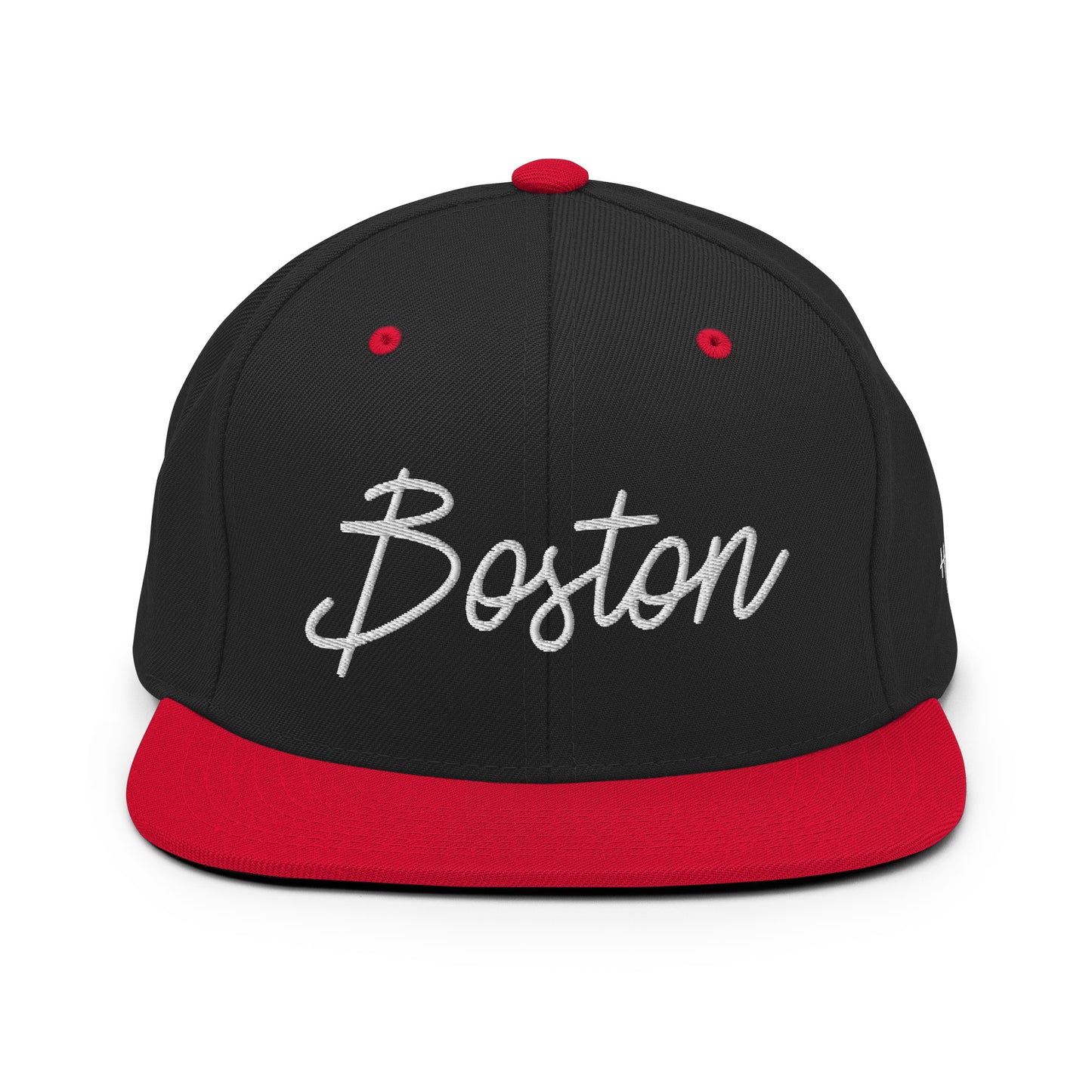 Boston Retro Script 6 Panel Snapback Hat