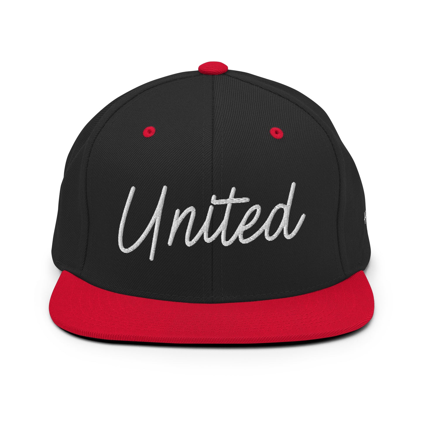 United States USA "United" Retro Script 6 Panel Snapback Hat