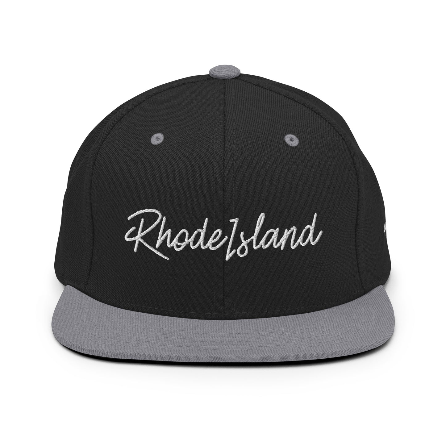 Rhode Island Retro Script 6 Panel Snapback Hat