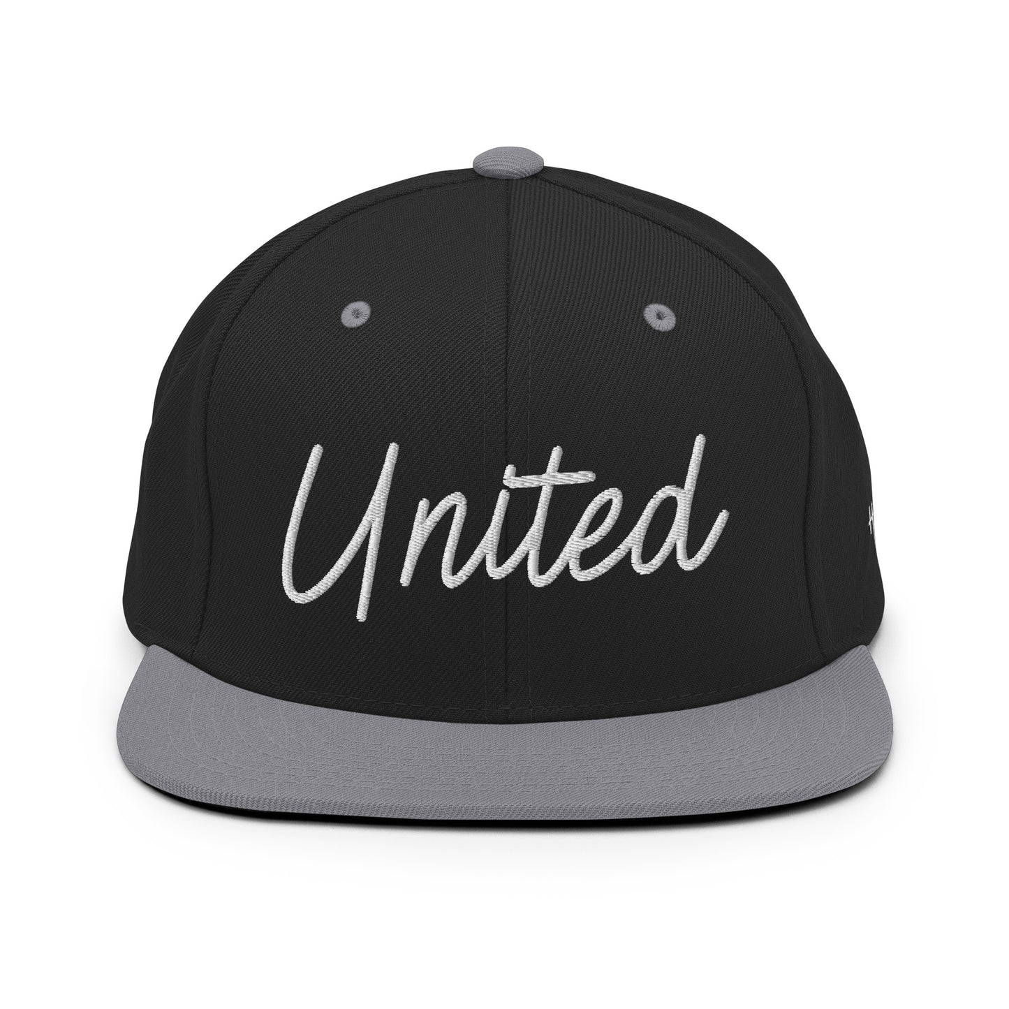 United States USA "United" Retro Script 6 Panel Snapback Hat