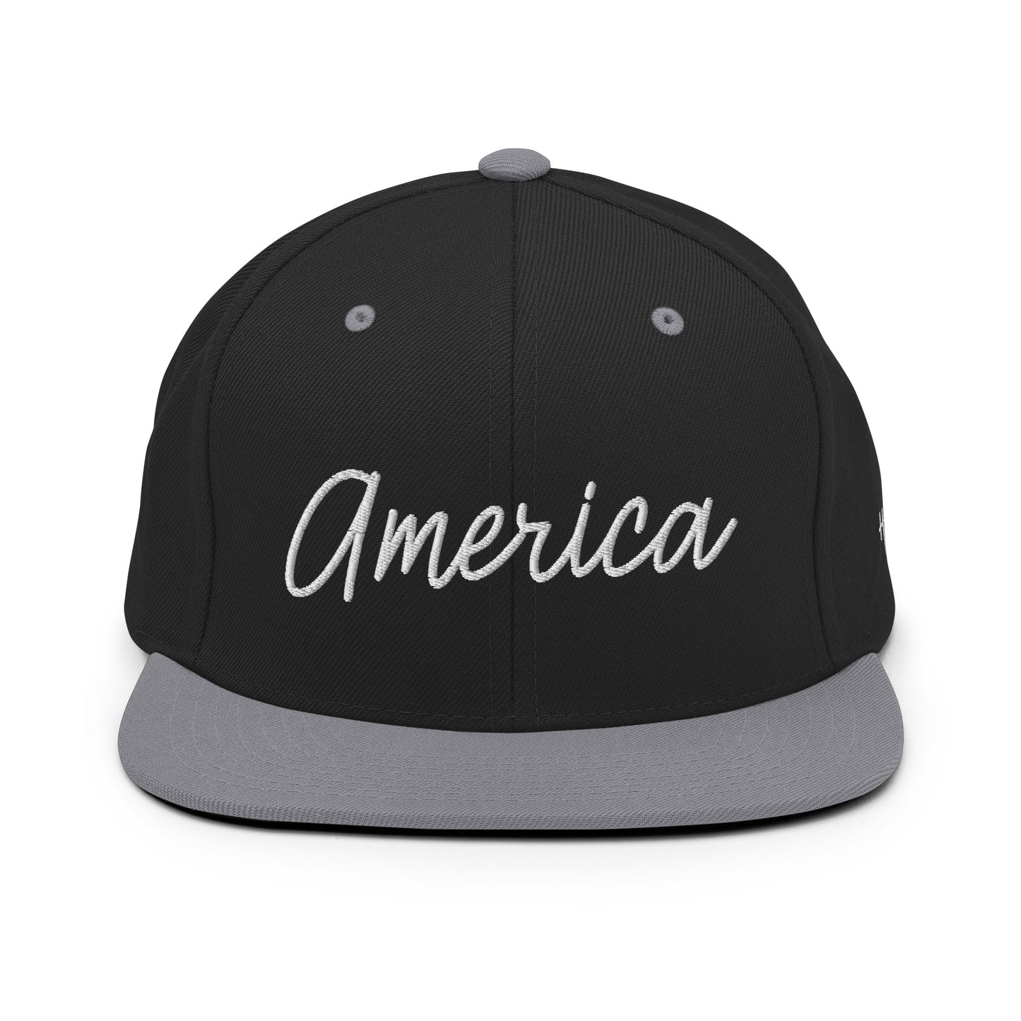 United States USA "America" Retro Script 6 Panel Snapback Hat