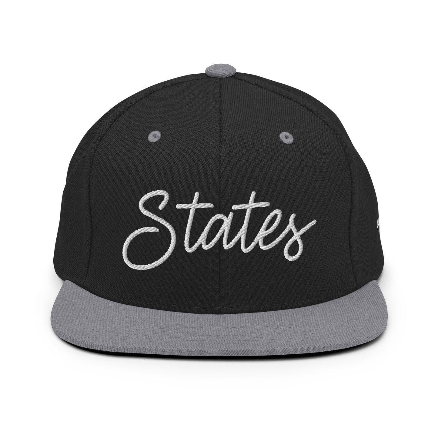 United States USA "States" Retro Script 6 Panel Snapback Hat