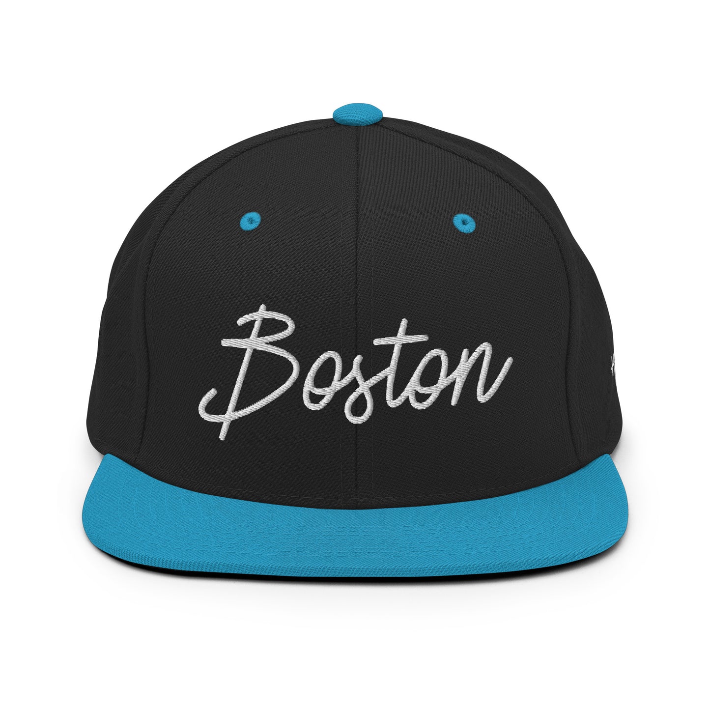 Boston Retro Script 6 Panel Snapback Hat