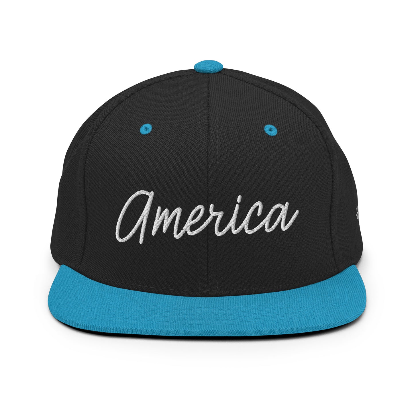United States USA "America" Retro Script 6 Panel Snapback Hat