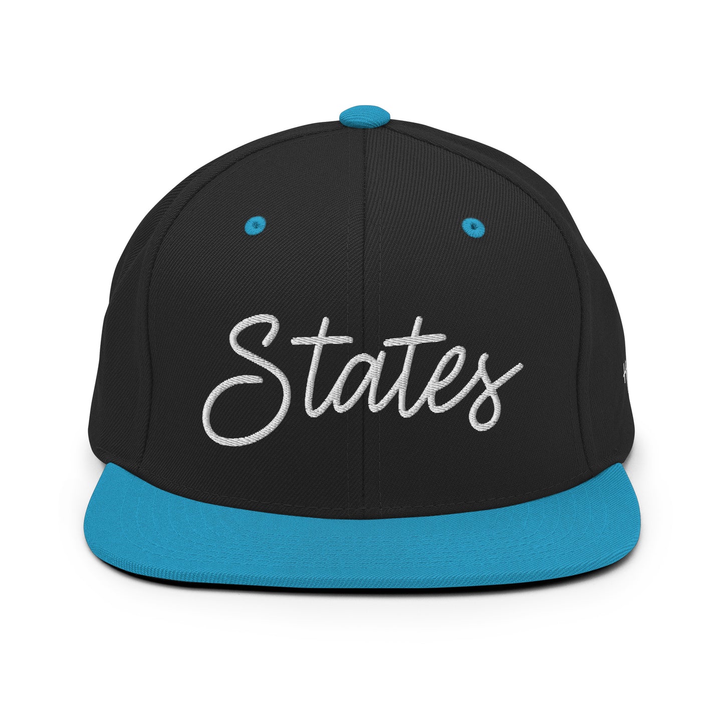 United States USA "States" Retro Script 6 Panel Snapback Hat