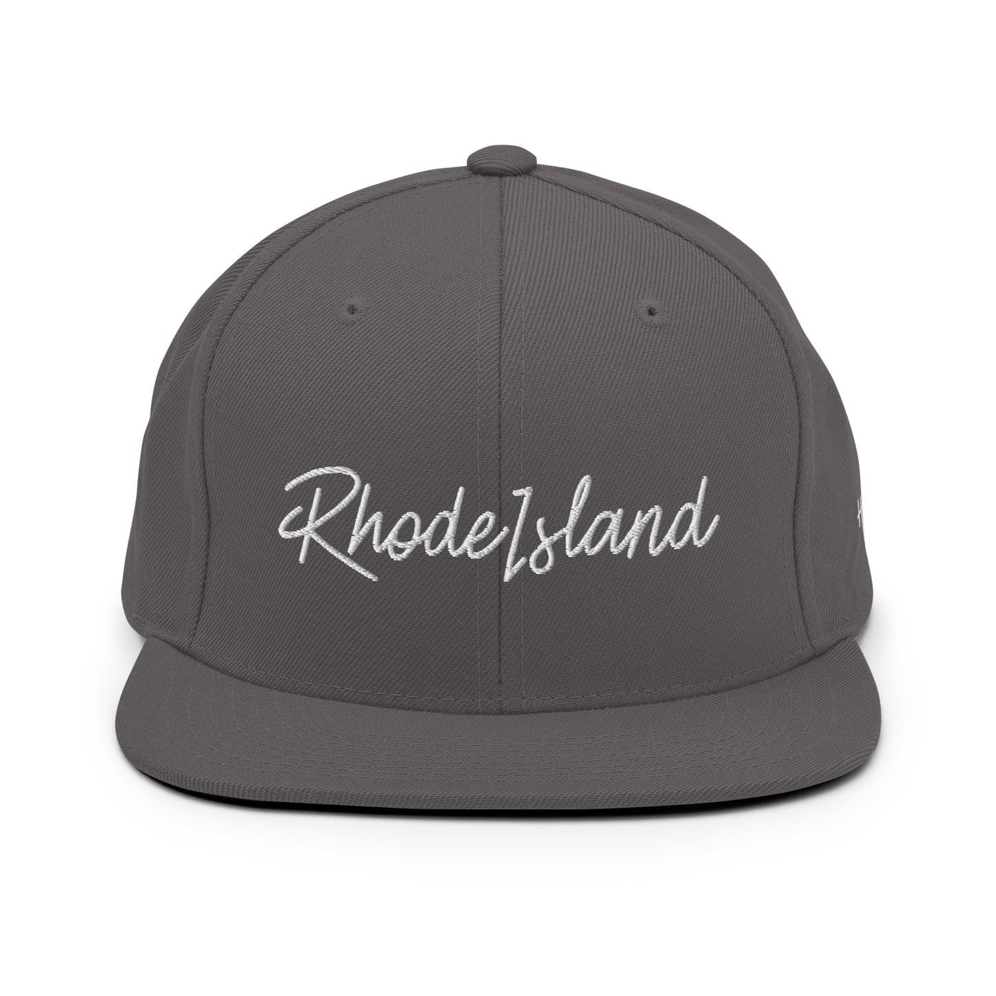 Rhode Island Retro Script 6 Panel Snapback Hat