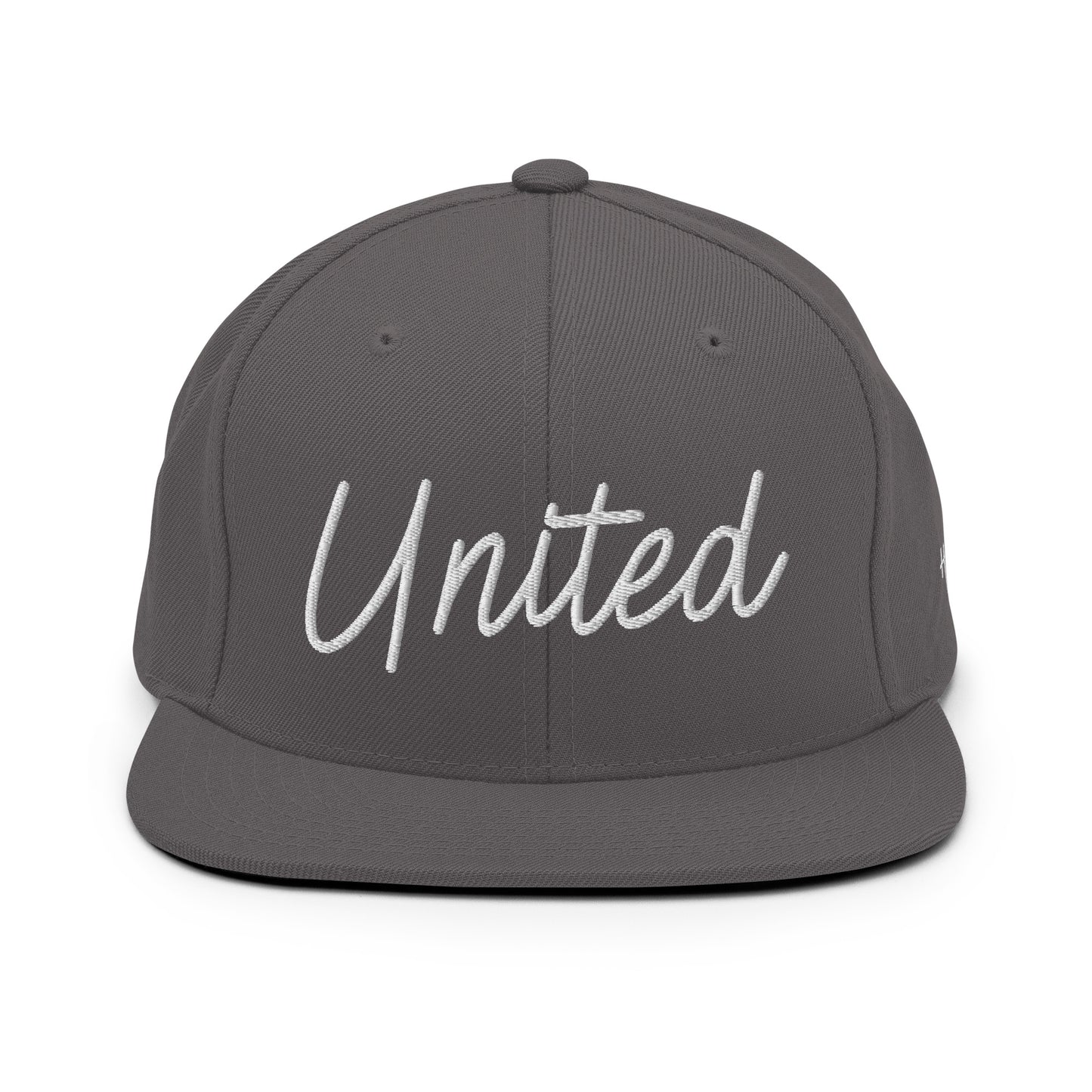United States USA "United" Retro Script 6 Panel Snapback Hat