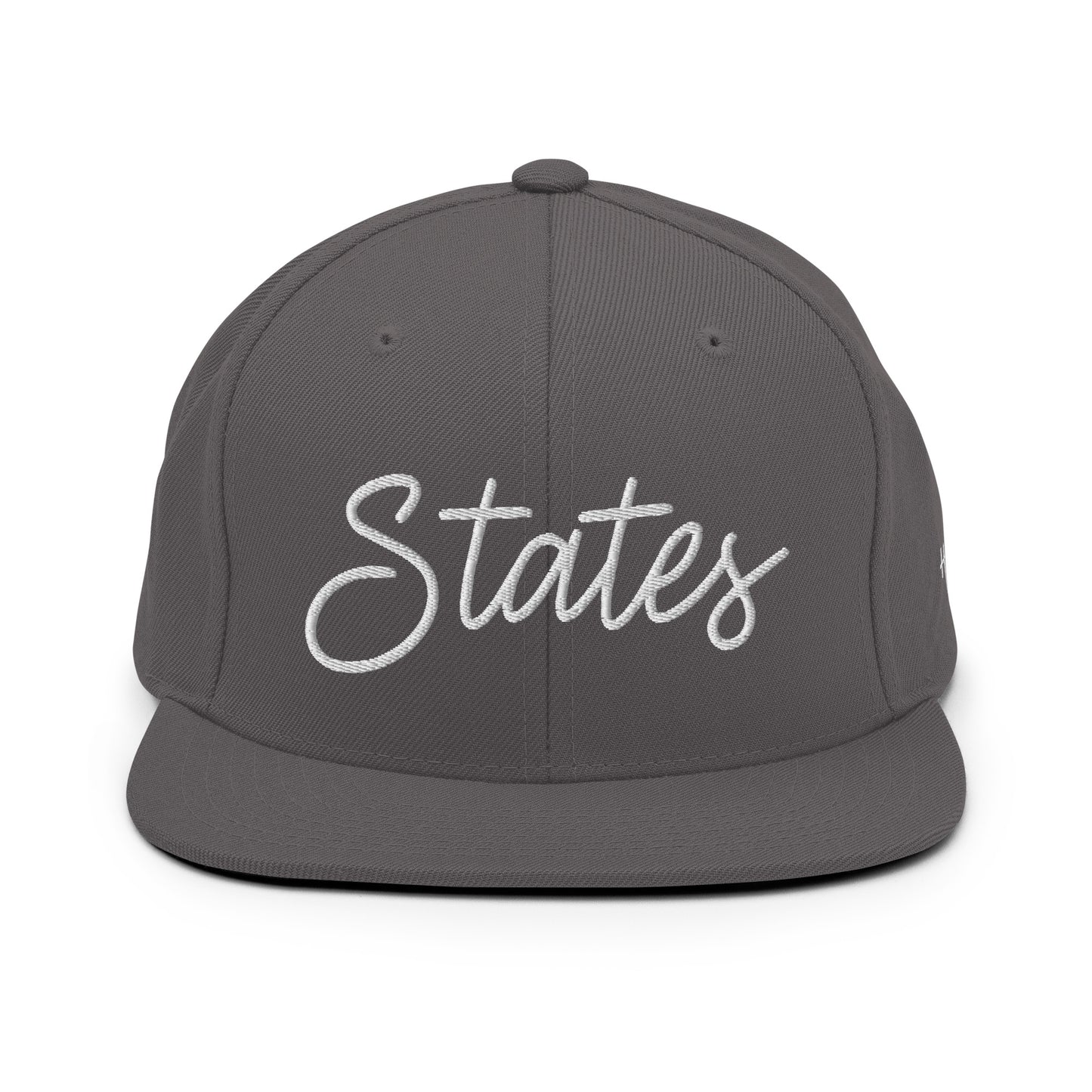 United States USA "States" Retro Script 6 Panel Snapback Hat