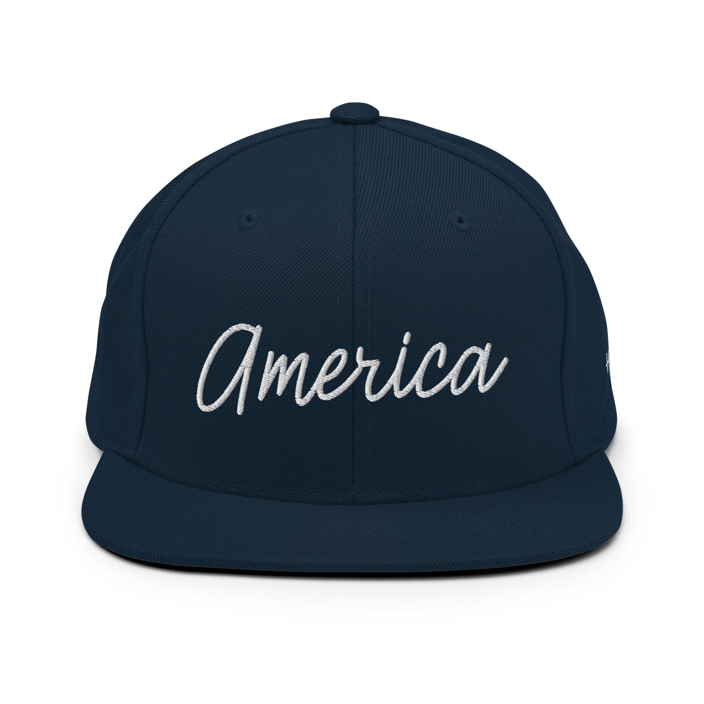 United States USA "America" Retro Script 6 Panel Snapback Hat
