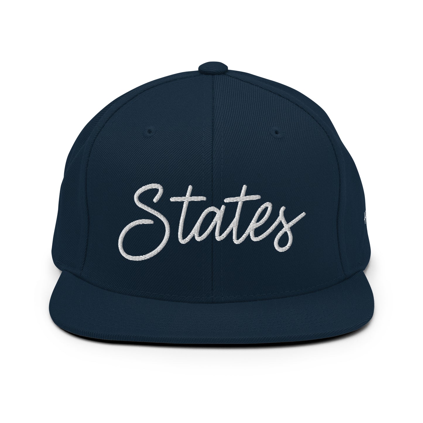 United States USA "States" Retro Script 6 Panel Snapback Hat