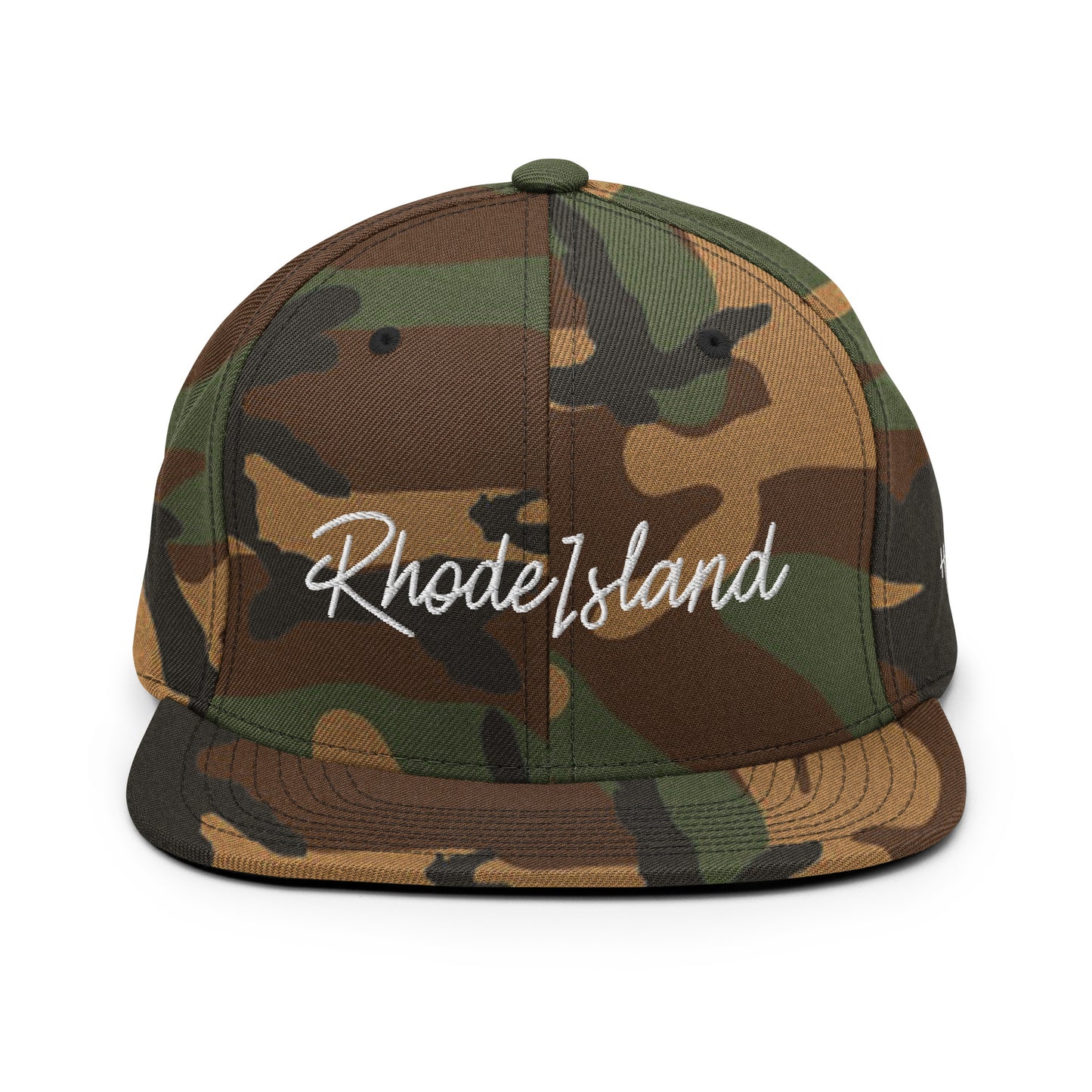 Rhode Island Retro Script 6 Panel Snapback Hat