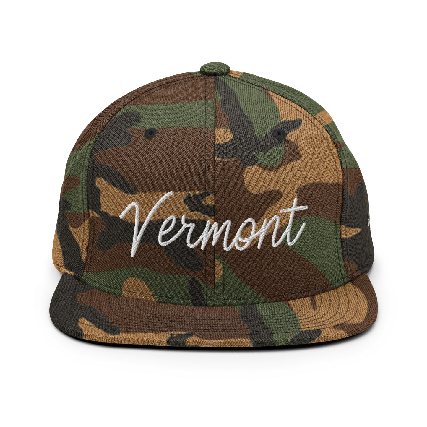 Vermont Retro Script 6 Panel Snapback Hat