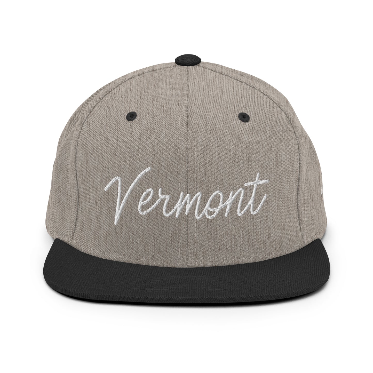 Vermont Retro Script 6 Panel Snapback Hat