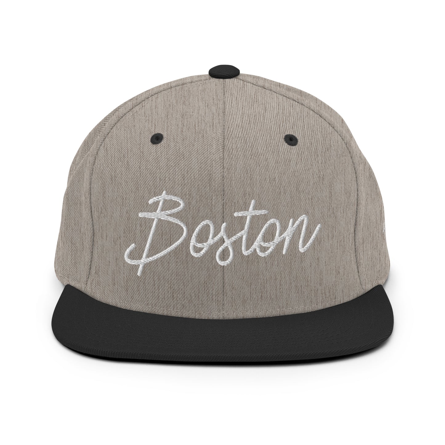 Boston Retro Script 6 Panel Snapback Hat
