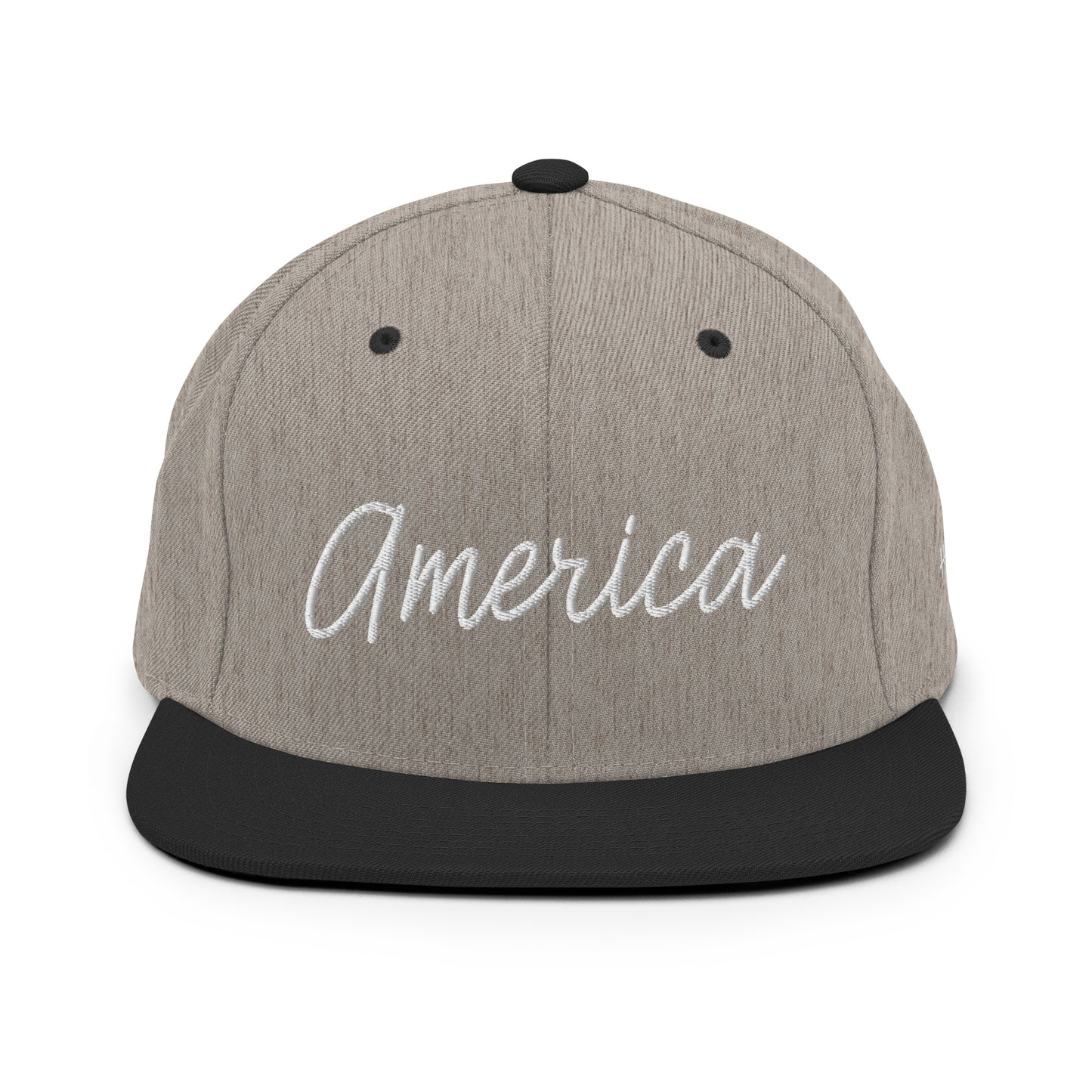 United States USA "America" Retro Script 6 Panel Snapback Hat