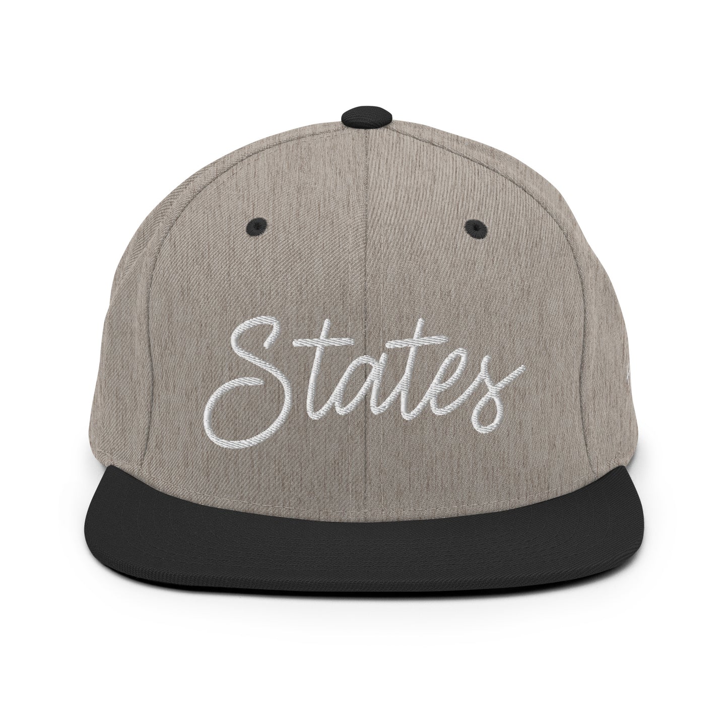United States USA "States" Retro Script 6 Panel Snapback Hat