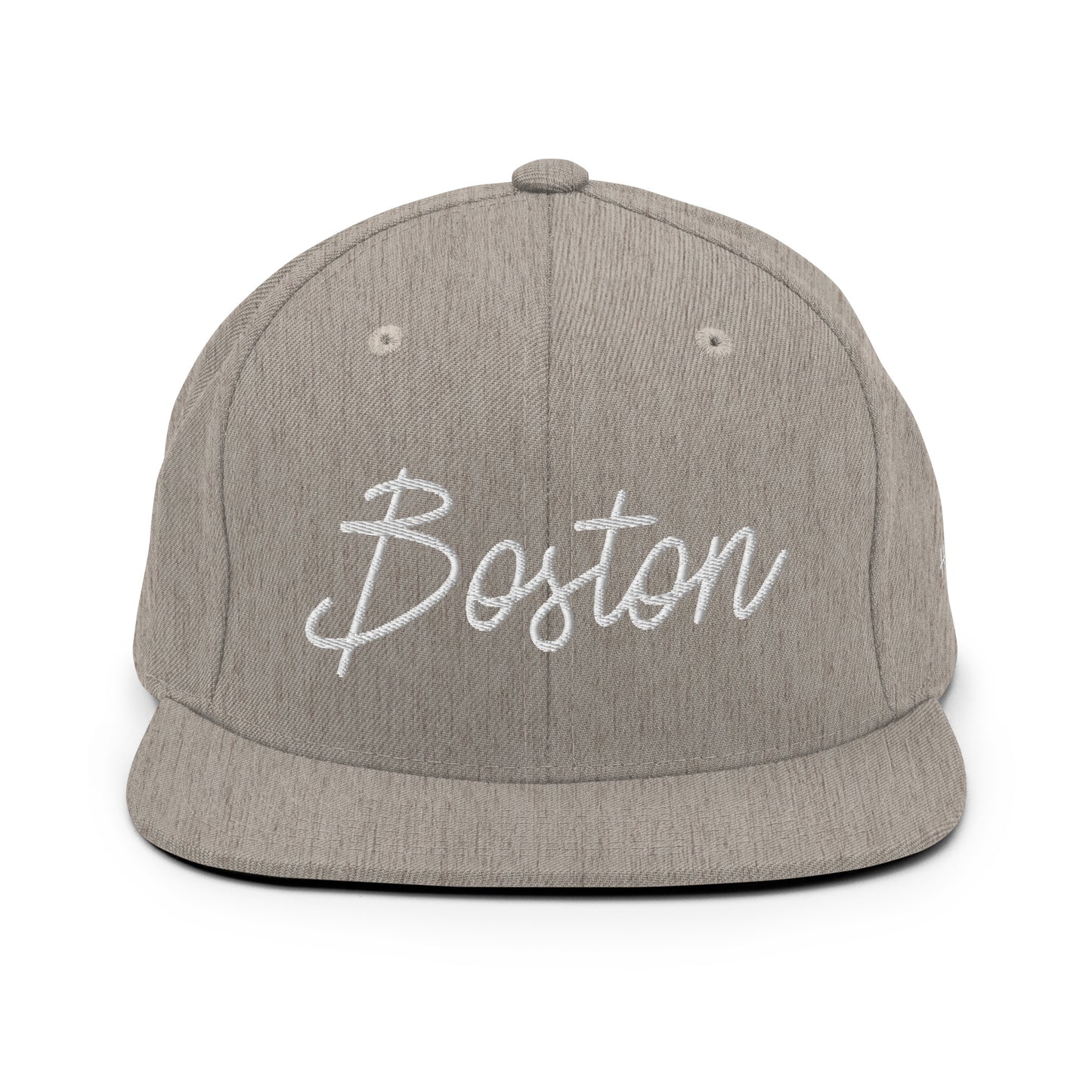 Boston Retro Script 6 Panel Snapback Hat