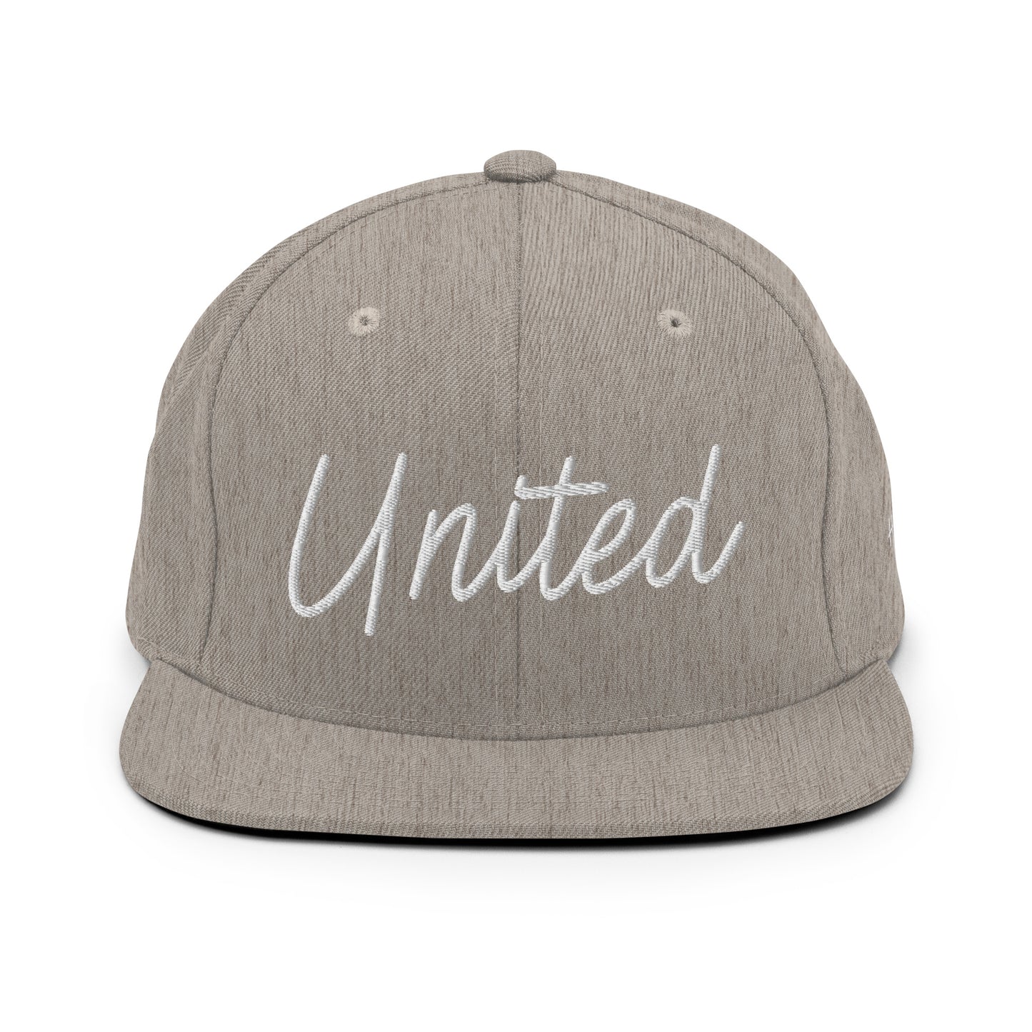 United States USA "United" Retro Script 6 Panel Snapback Hat