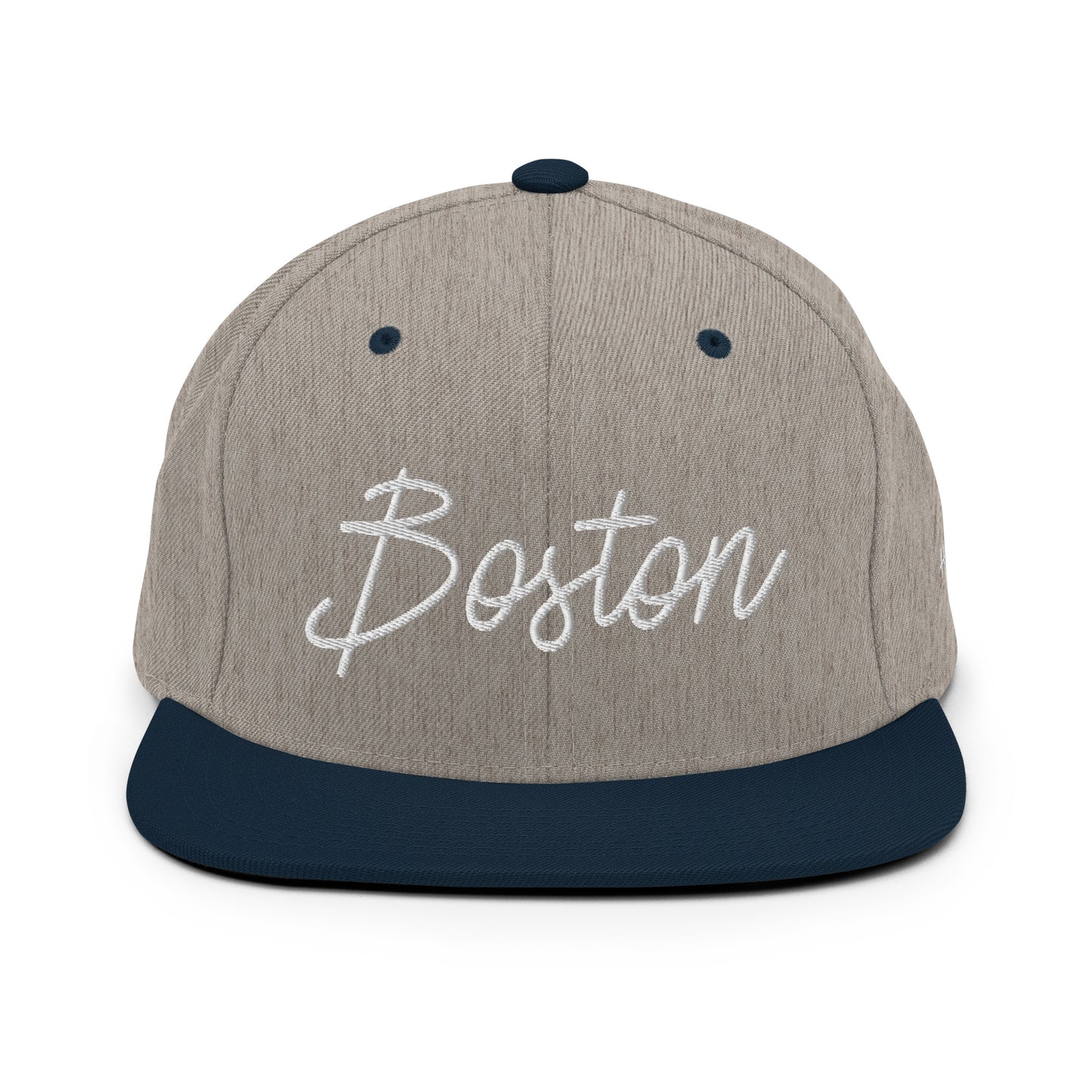 Boston Retro Script 6 Panel Snapback Hat