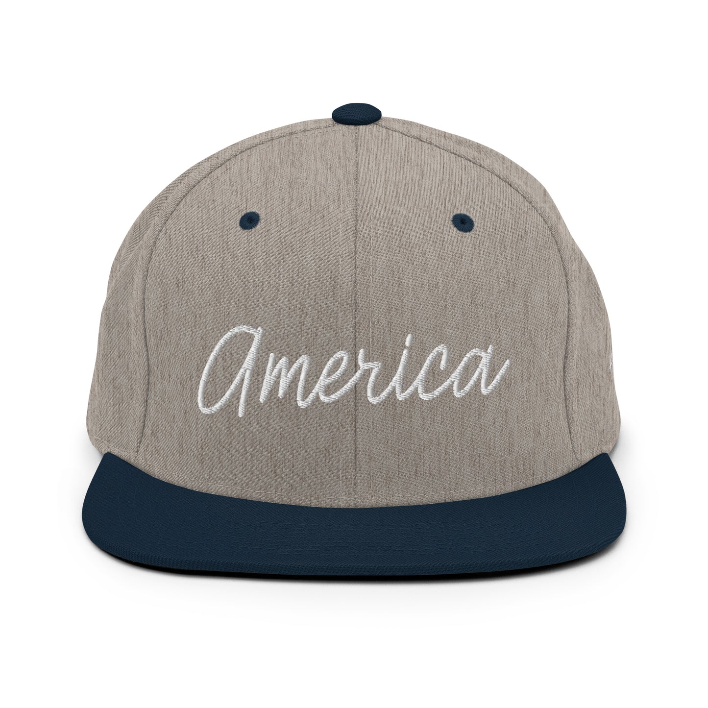 United States USA "America" Retro Script 6 Panel Snapback Hat