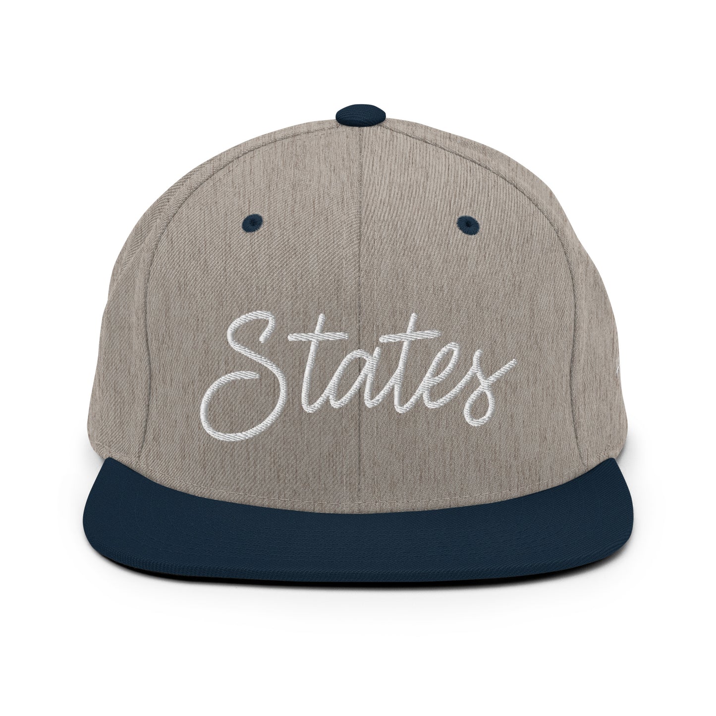 United States USA "States" Retro Script 6 Panel Snapback Hat