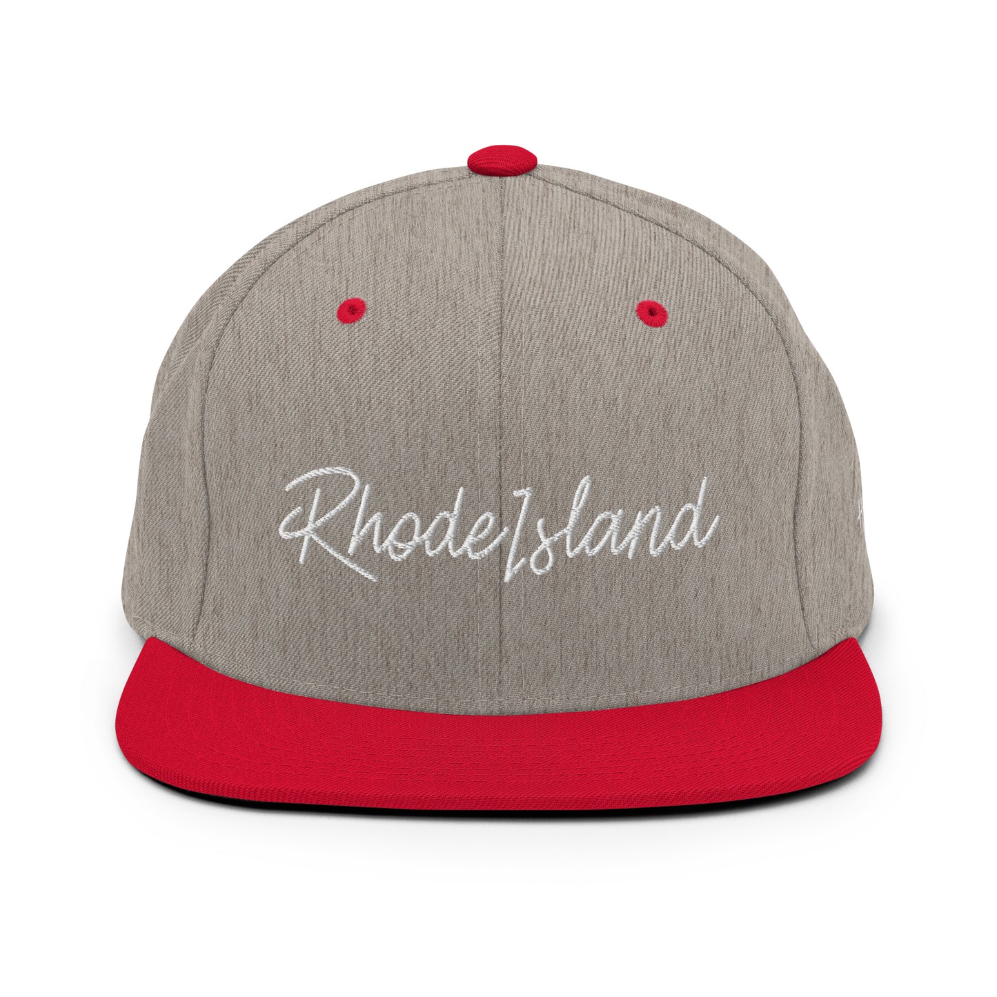Rhode Island Retro Script 6 Panel Snapback Hat