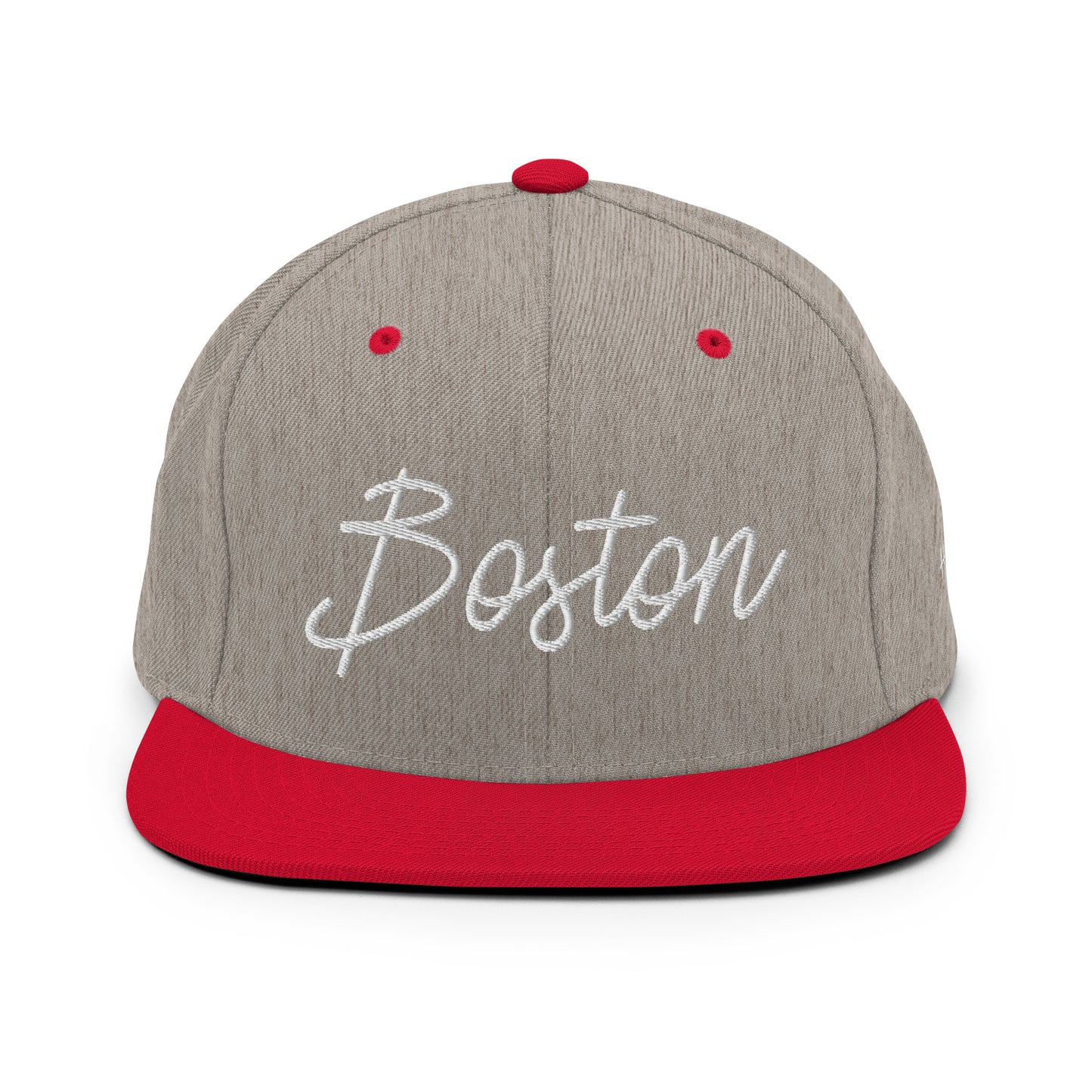 Boston Retro Script 6 Panel Snapback Hat