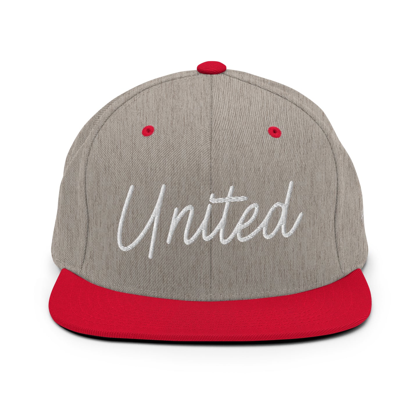 United States USA "United" Retro Script 6 Panel Snapback Hat