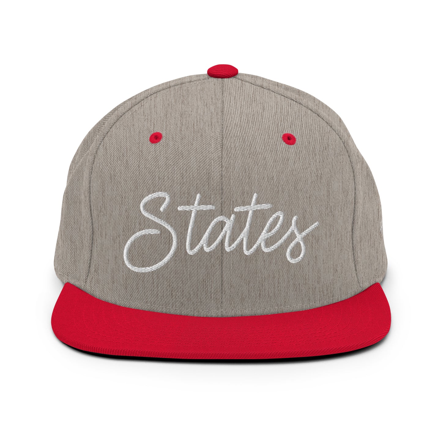 United States USA "States" Retro Script 6 Panel Snapback Hat