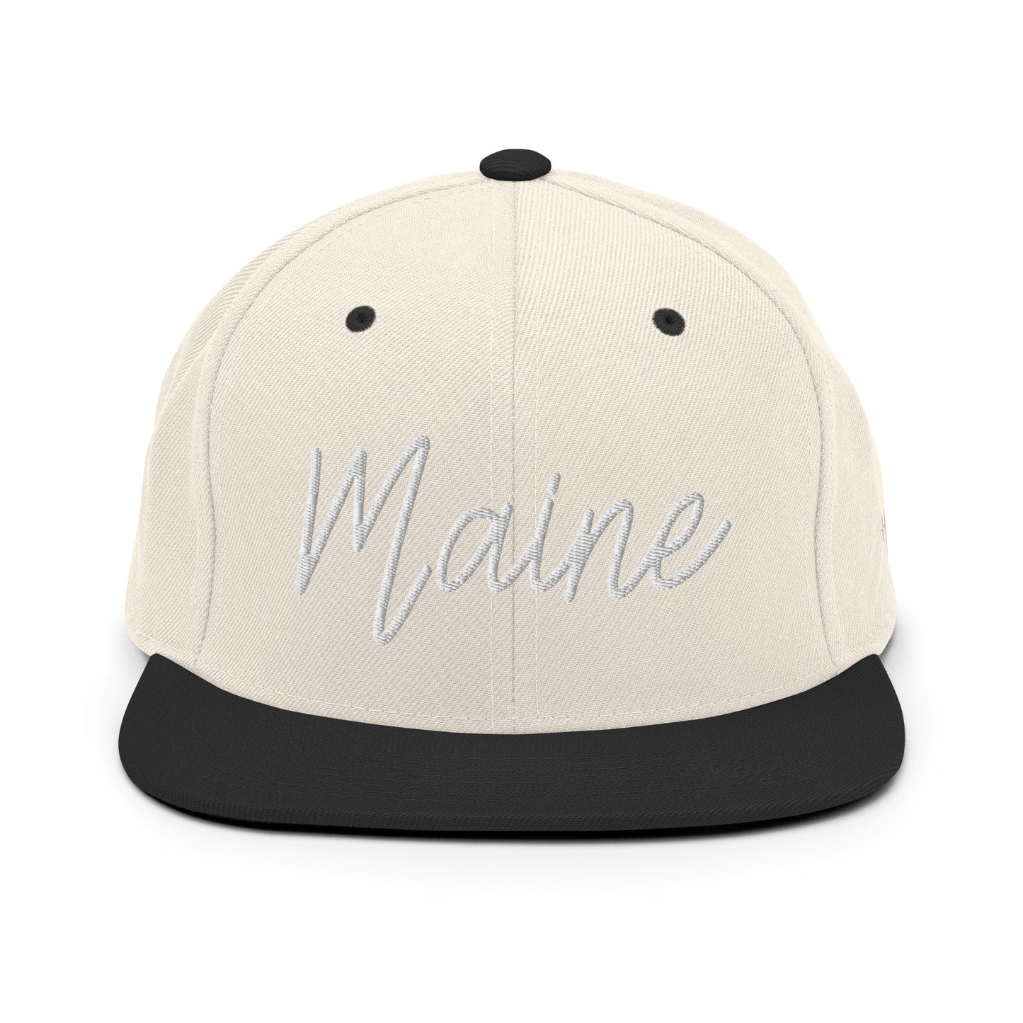 Maine Retro Script 6 Panel Snapback Hat
