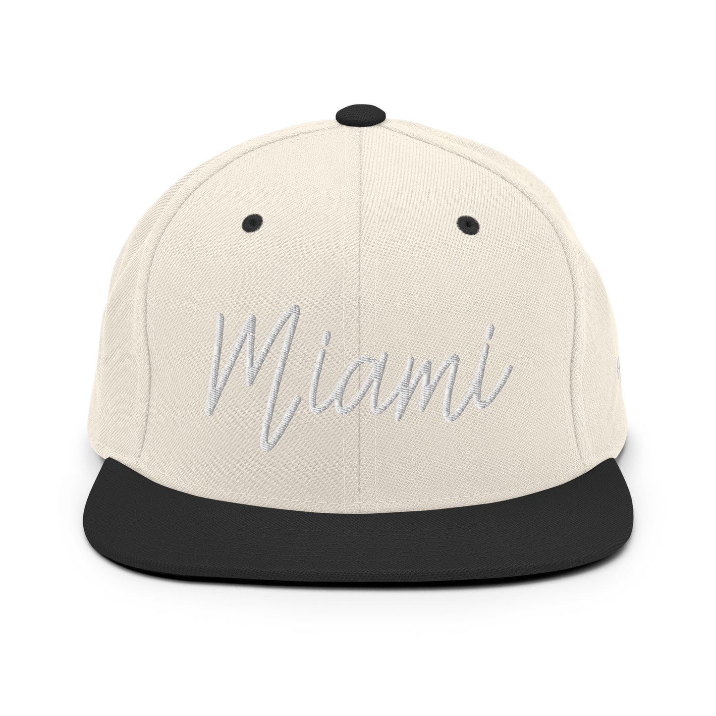 Miami Retro Script 6 Panel Snapback Hat