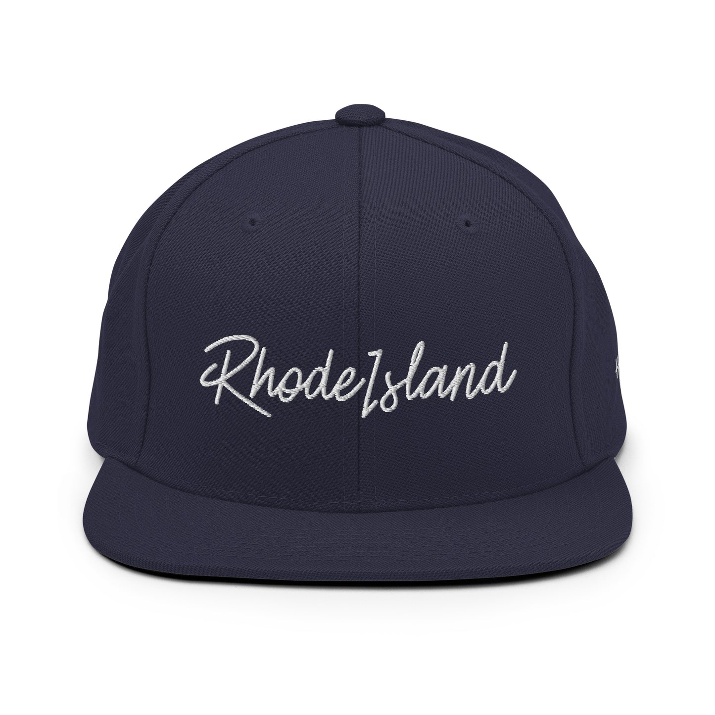 Rhode Island Retro Script 6 Panel Snapback Hat