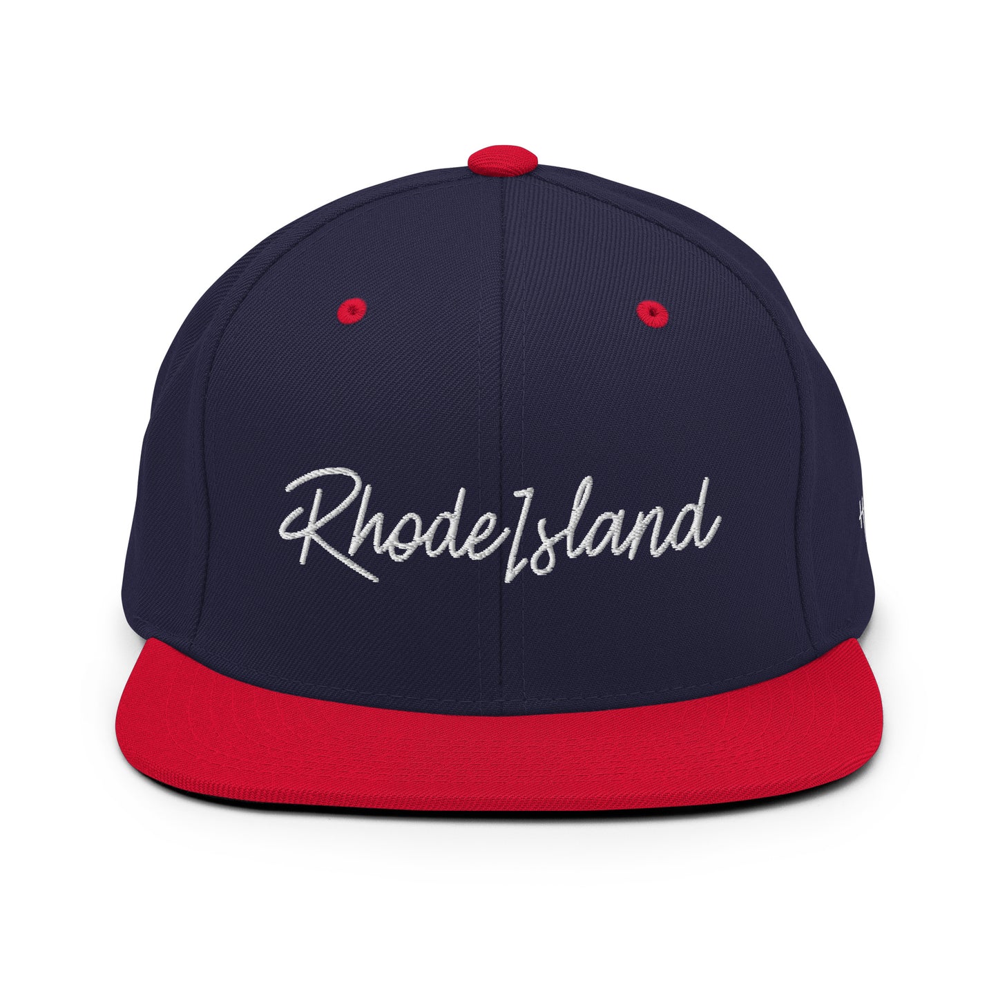 Rhode Island Retro Script 6 Panel Snapback Hat