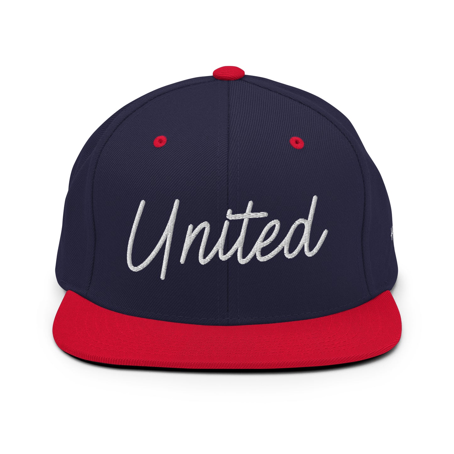 United States USA "United" Retro Script 6 Panel Snapback Hat