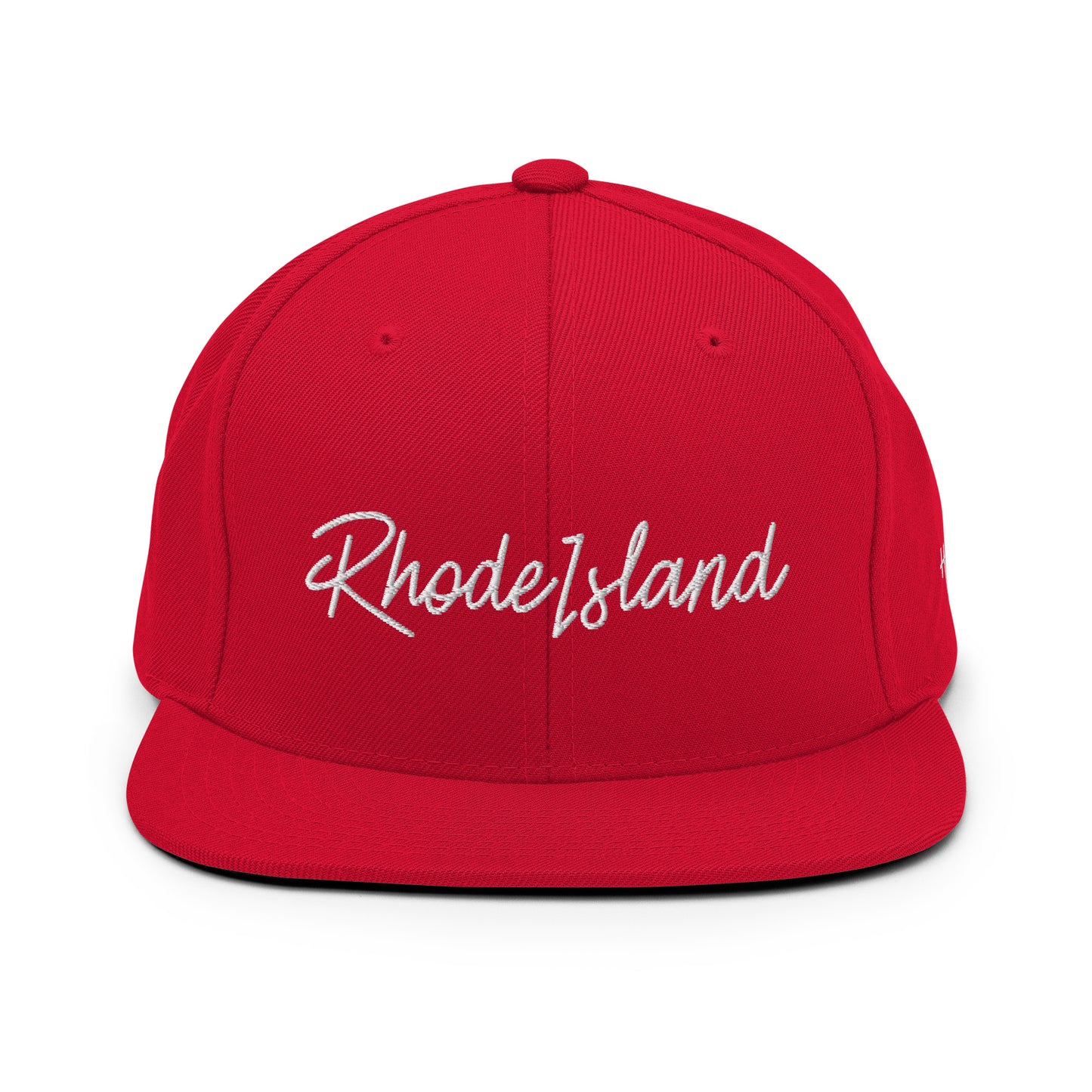 Rhode Island Retro Script 6 Panel Snapback Hat