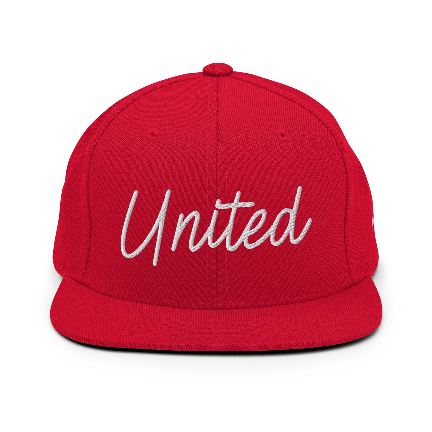 United States USA "United" Retro Script 6 Panel Snapback Hat