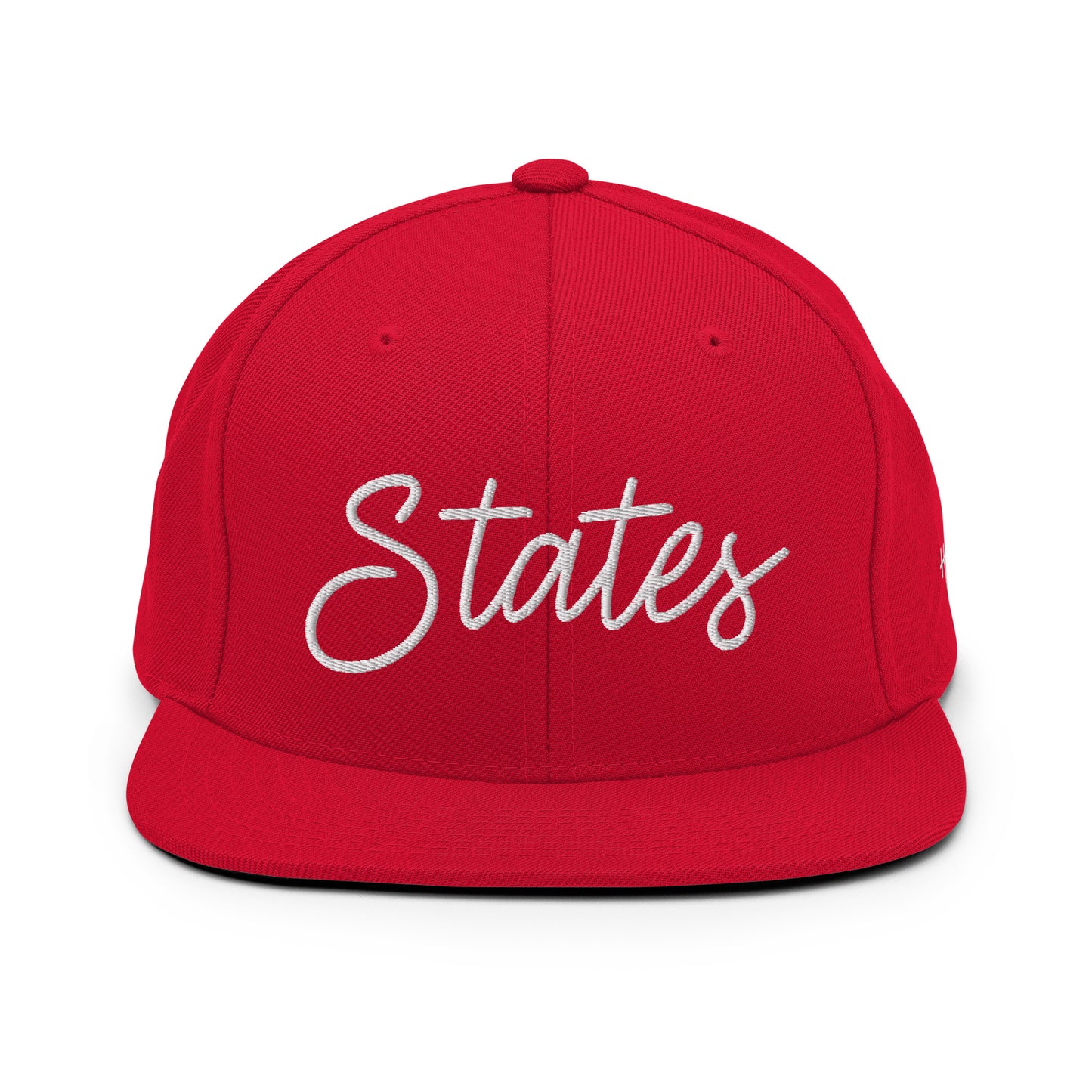 United States USA "States" Retro Script 6 Panel Snapback Hat