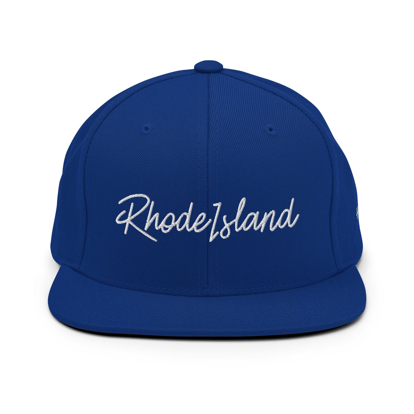 Rhode Island Retro Script 6 Panel Snapback Hat