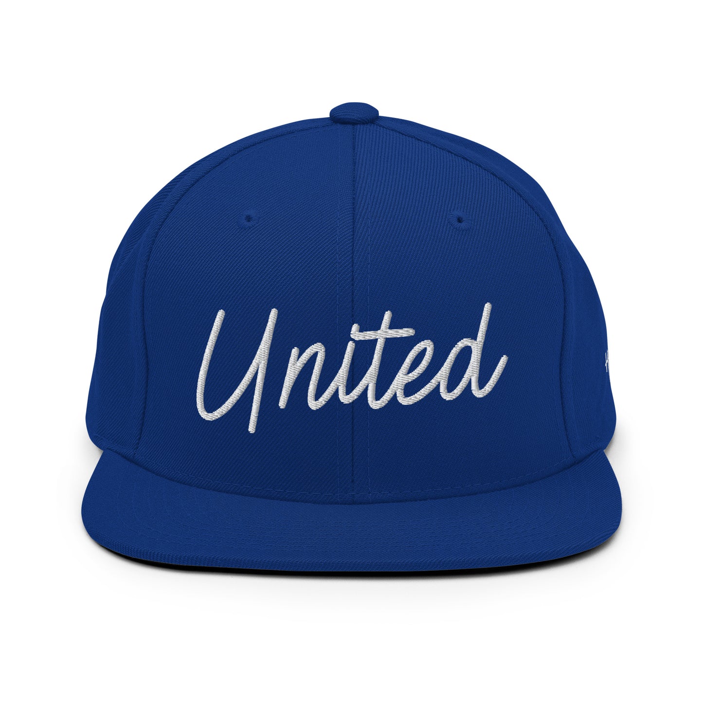 United States USA "United" Retro Script 6 Panel Snapback Hat