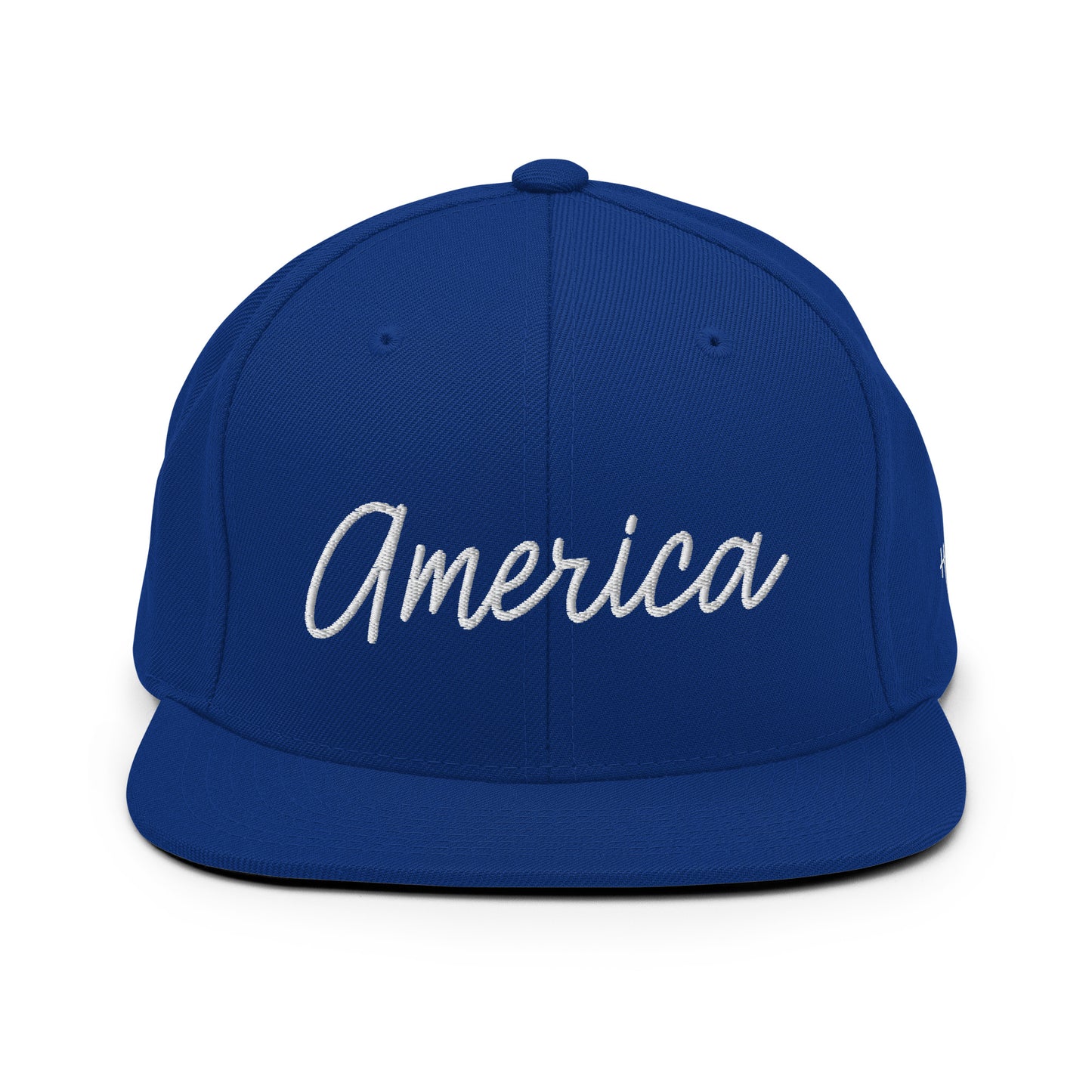 United States USA "America" Retro Script 6 Panel Snapback Hat