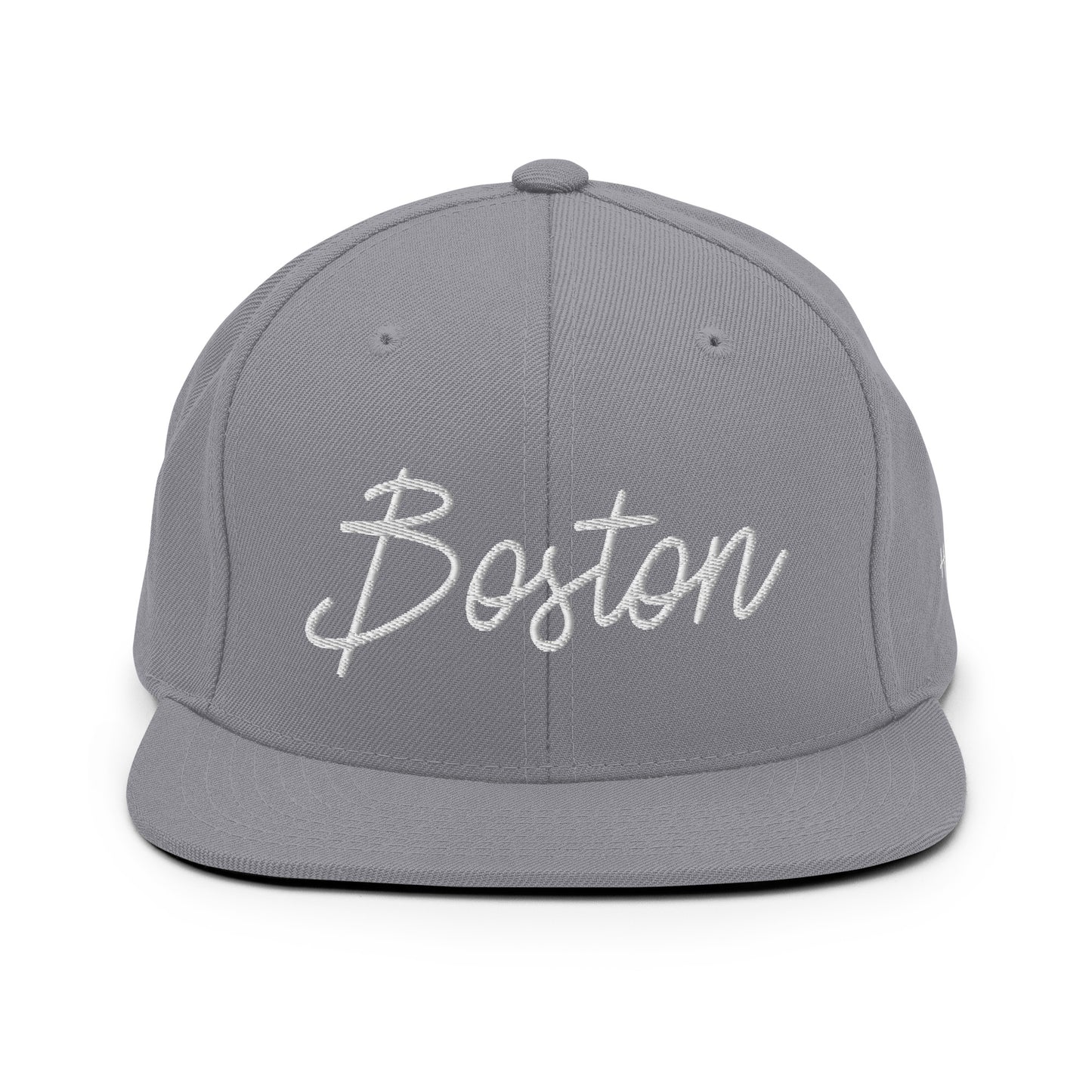 Boston Retro Script 6 Panel Snapback Hat