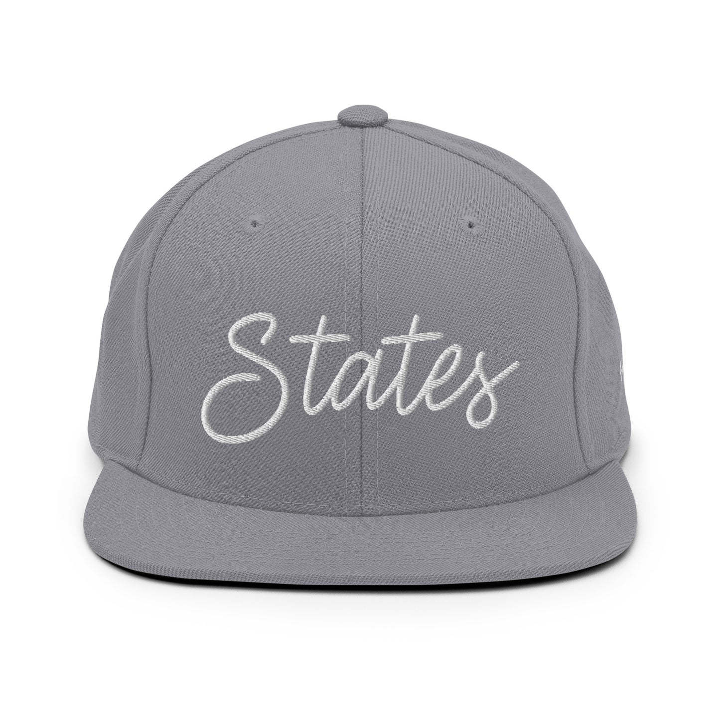 United States USA "States" Retro Script 6 Panel Snapback Hat