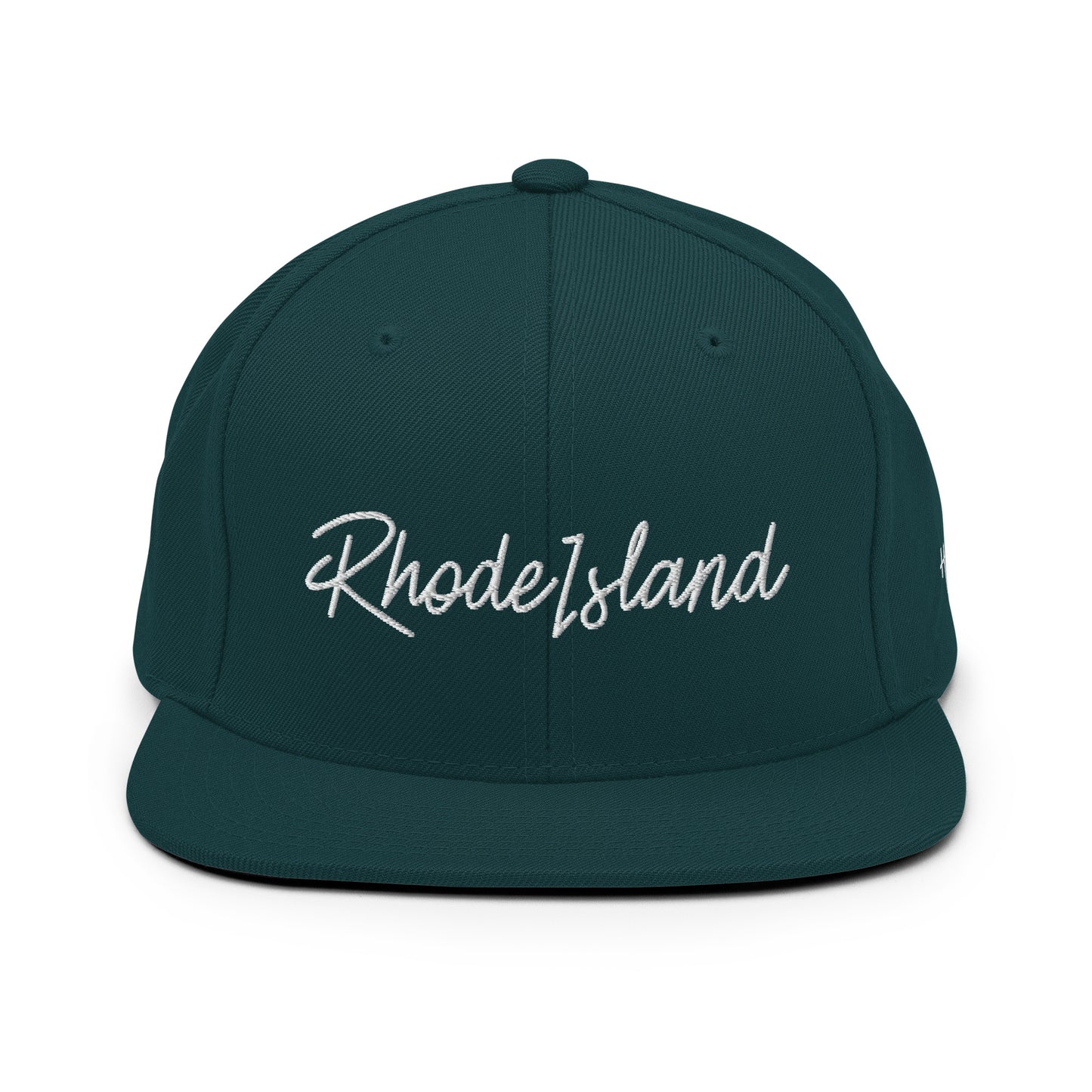 Rhode Island Retro Script 6 Panel Snapback Hat