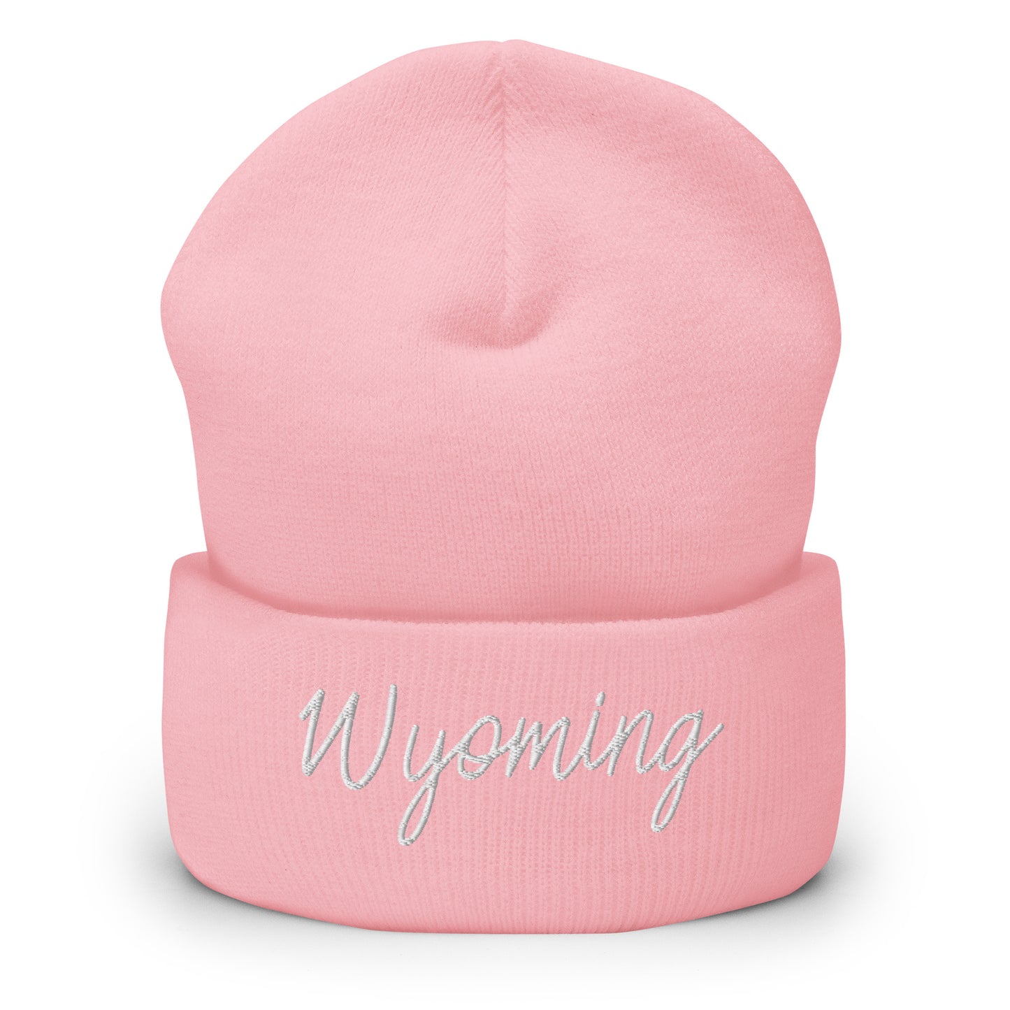 Wyoming Retro Script Cuffed Beanie Hat