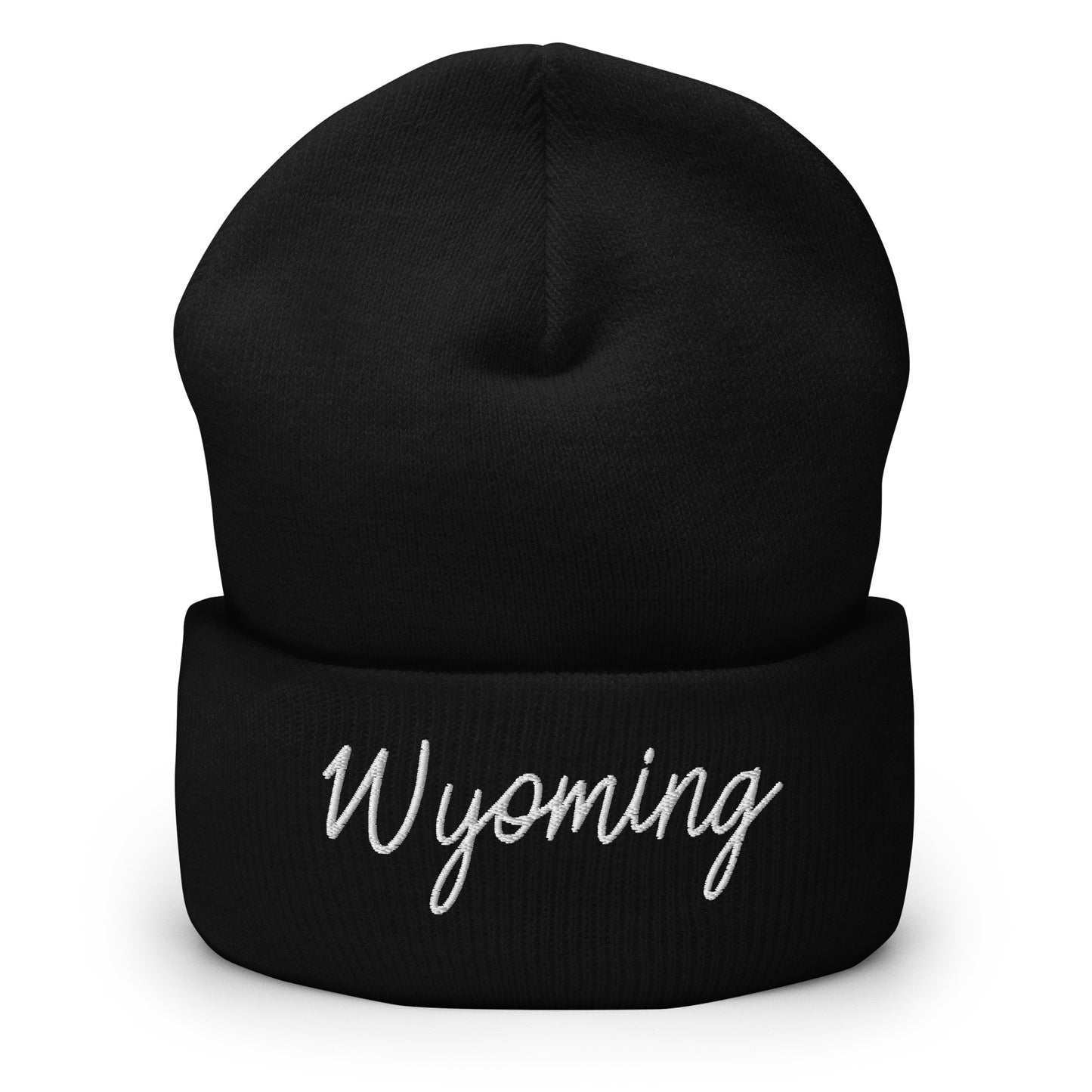 Wyoming Retro Script Cuffed Beanie Hat