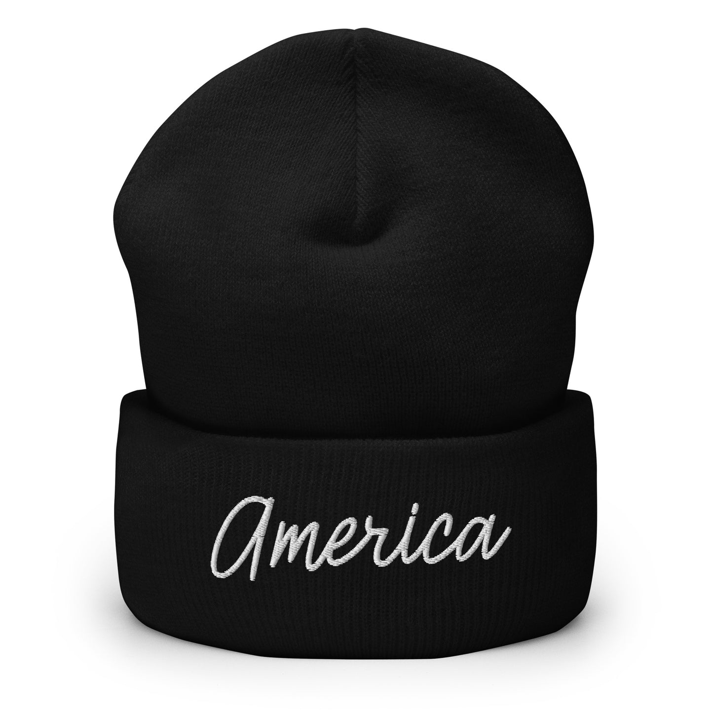 United States USA "America" Retro Script Cuffed Beanie Hat