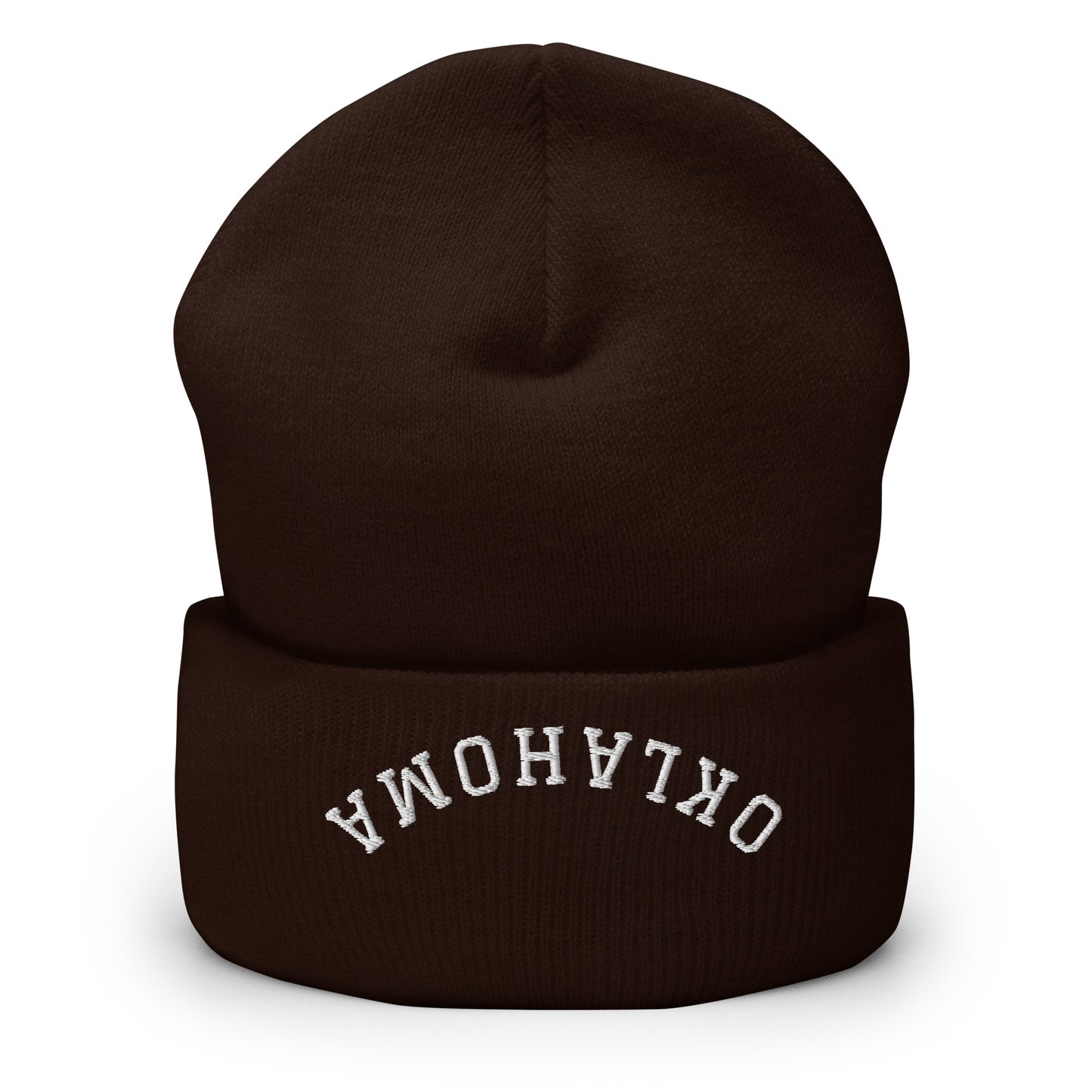 Oklahoma Upside Down Arch Cuffed Beanie Hat